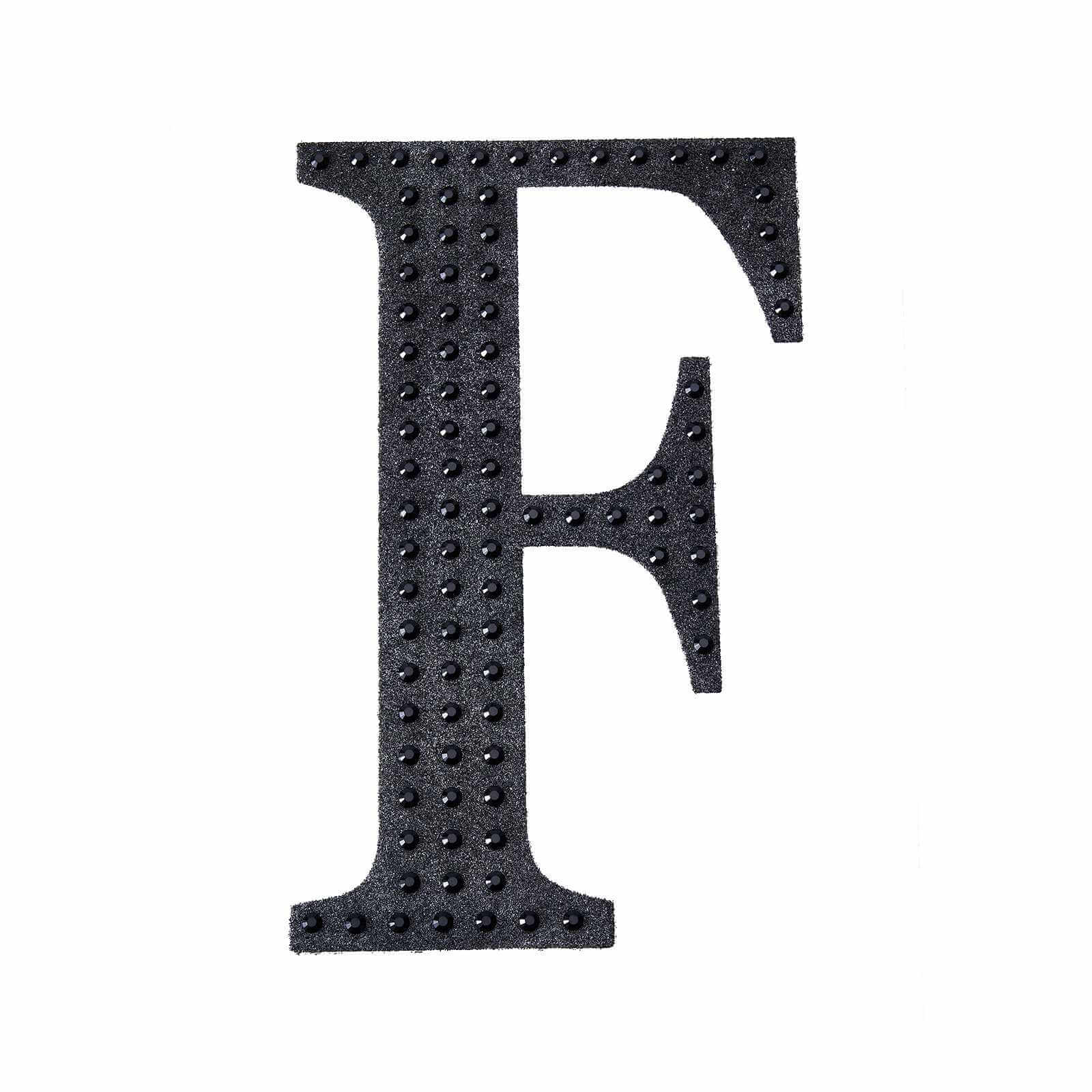 Decorative Rhinestone Alphabet "F" Letter Stickers 6", Black Glitter Adhesive Craft Letters - DIY Sparkle Embellishments - Image 6