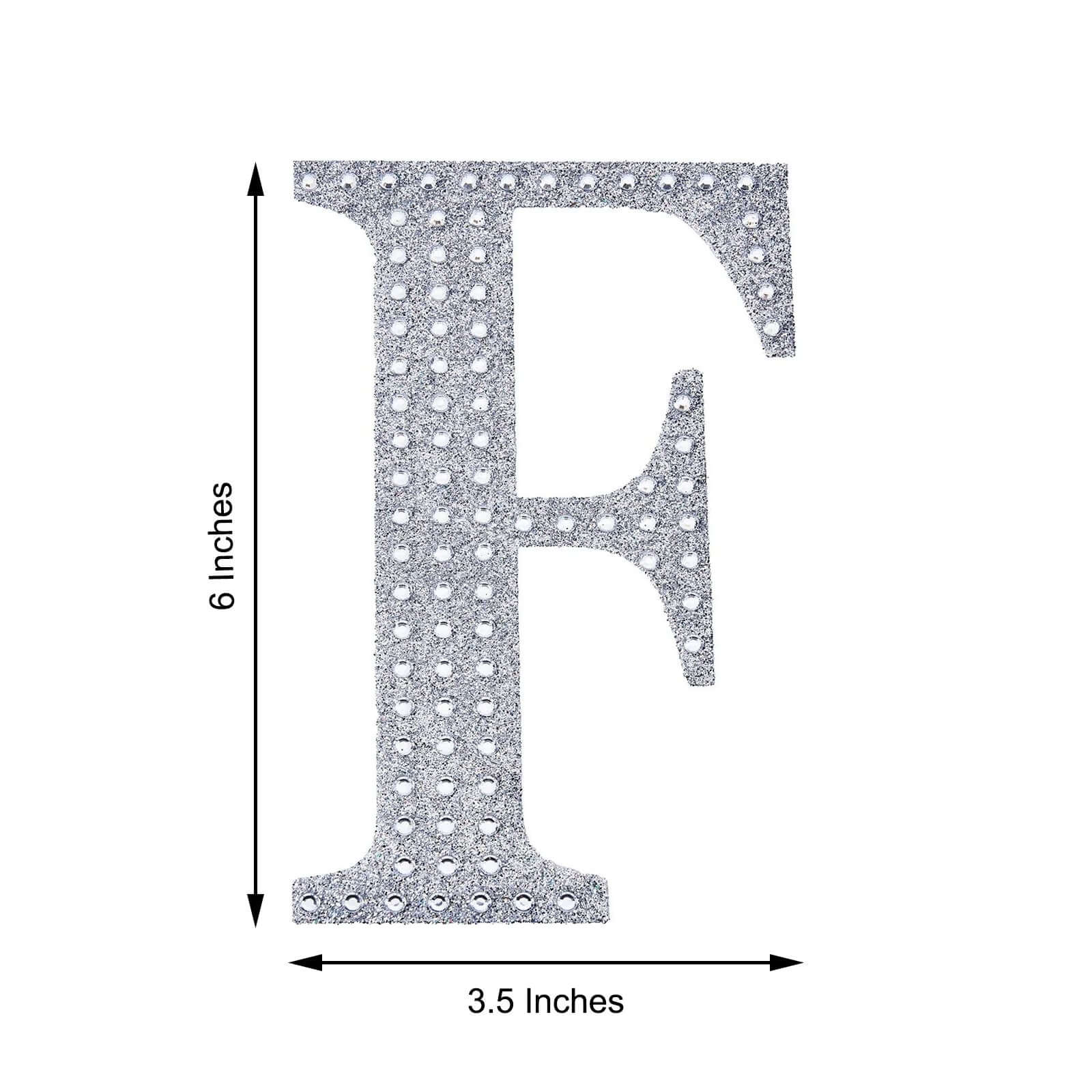 Decorative Rhinestone Alphabet "F" Letter Stickers 6", Silver Glitter Adhesive Craft Letters - DIY Sparkle Embellishments - Image 3