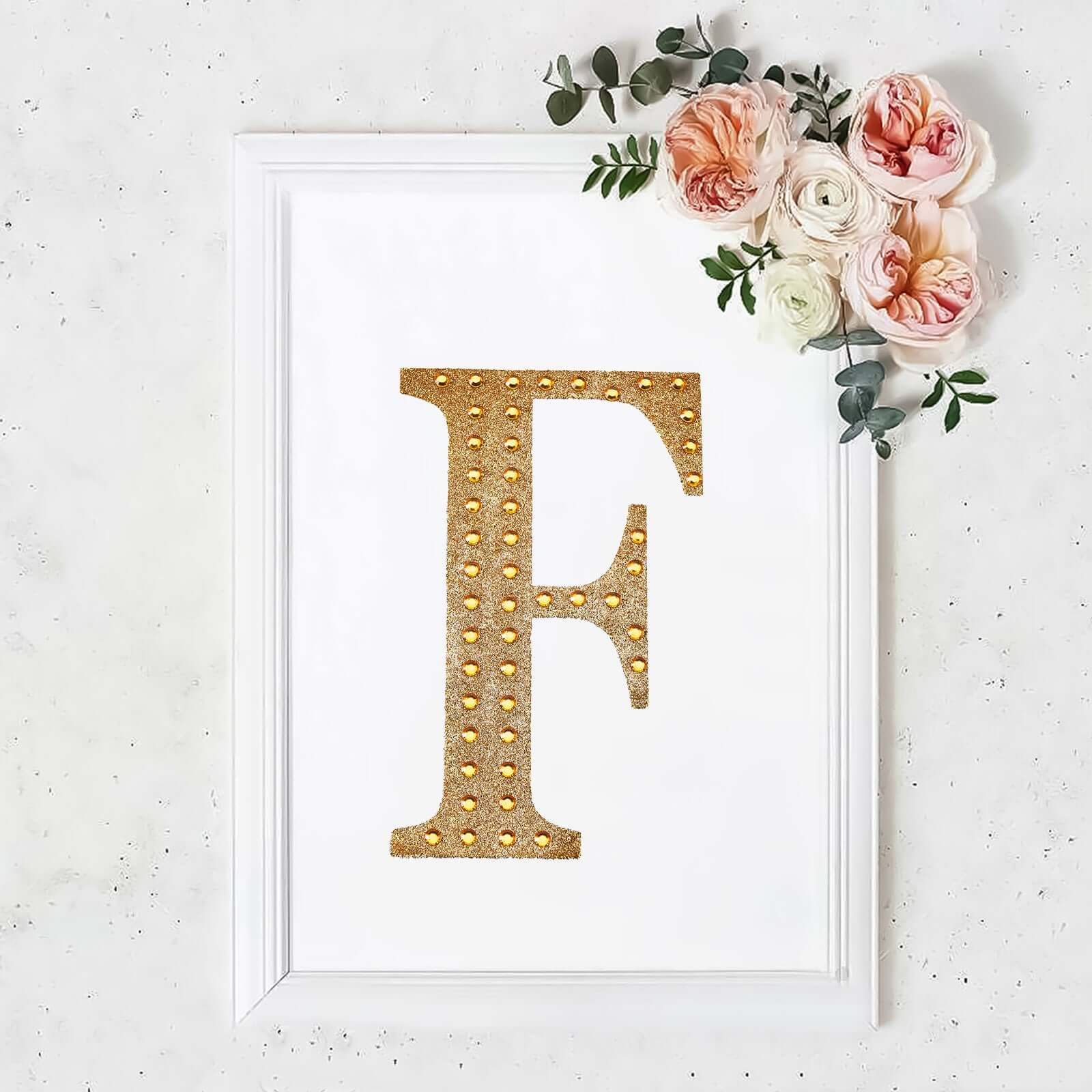 Decorative Rhinestone Alphabet "F" Letter Stickers 8", Gold Glitter Adhesive Craft Letters - DIY Sparkle Embellishments - Image 11