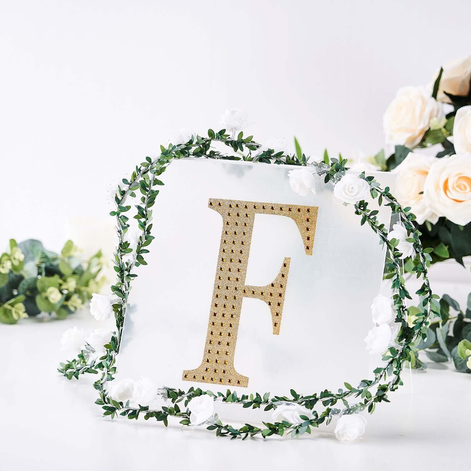 Decorative Rhinestone Alphabet "F" Letter Stickers 8", Gold Glitter Adhesive Craft Letters - DIY Sparkle Embellishments - Image 7