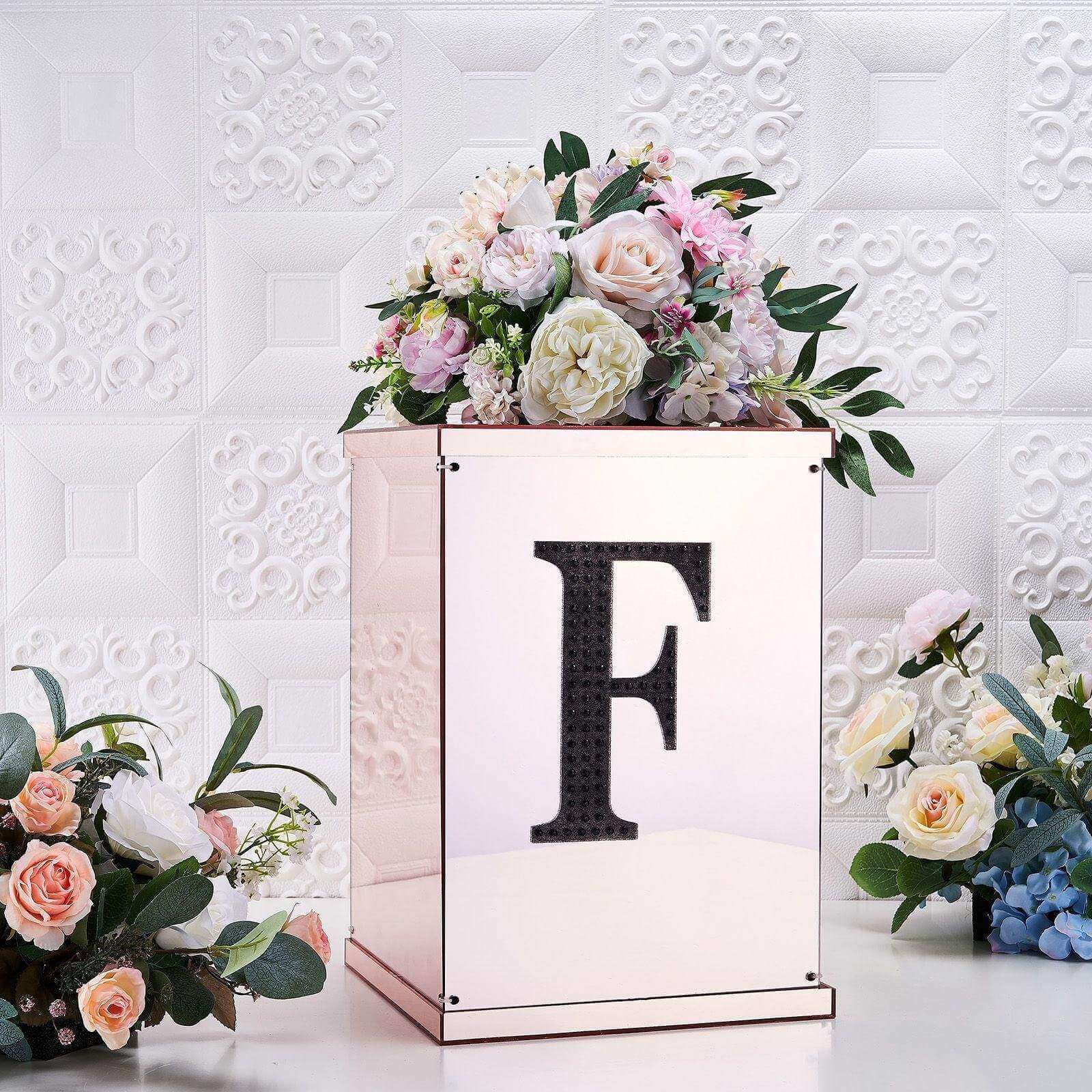 Decorative Rhinestone Alphabet "F" Letter Stickers, Glitter Adhesive Craft Letters Black DIY Sparkle Embellishments 8" - Image 2