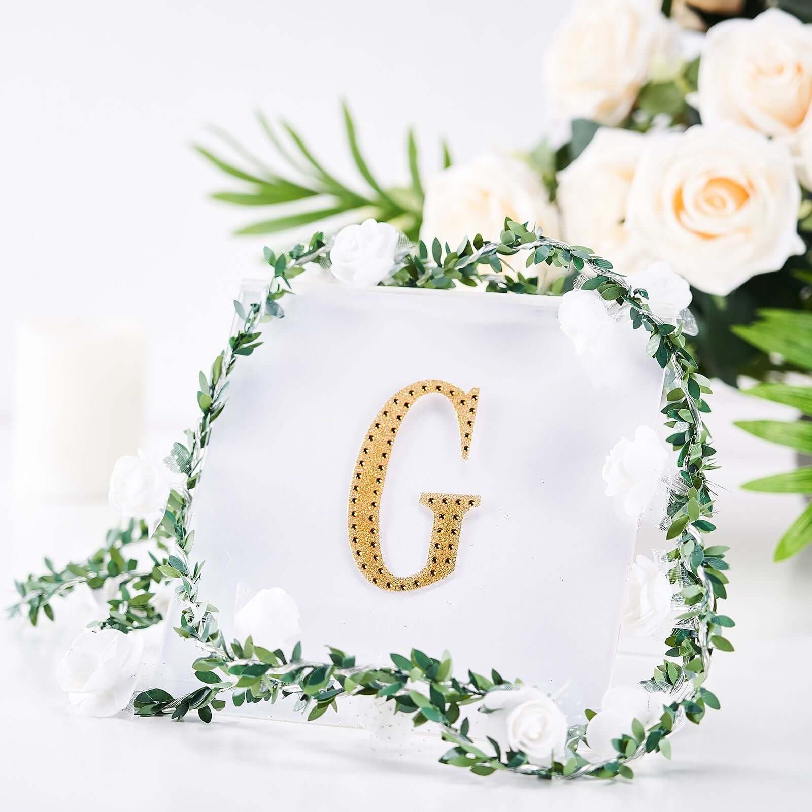 Decorative Rhinestone Alphabet "G" Letter Stickers 4", Gold Glitter Adhesive Craft Letters - DIY Sparkle Embellishments - Image 2
