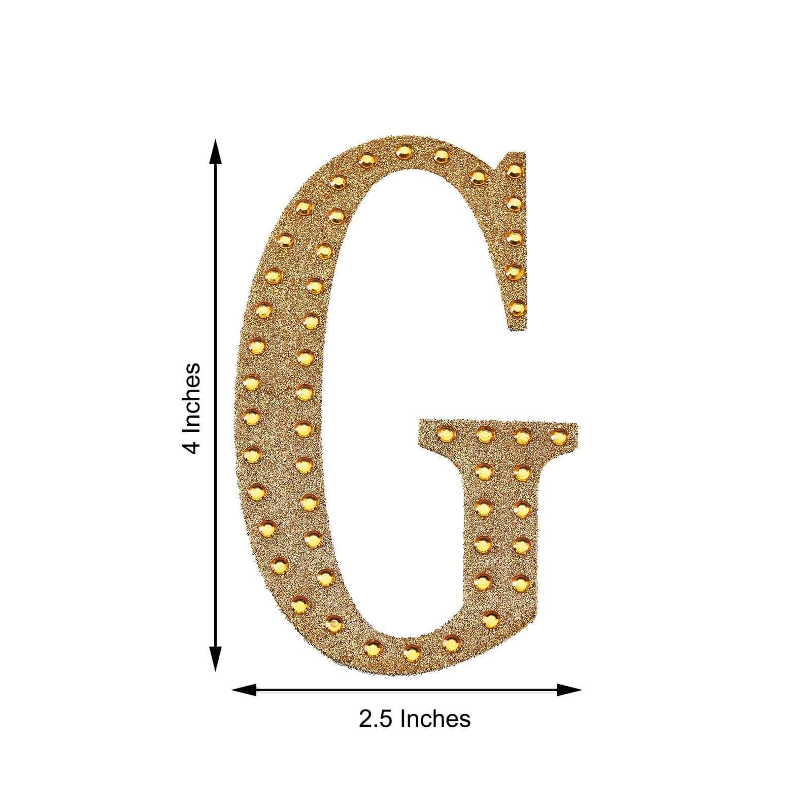 Decorative Rhinestone Alphabet "G" Letter Stickers 4", Gold Glitter Adhesive Craft Letters - DIY Sparkle Embellishments - Image 3
