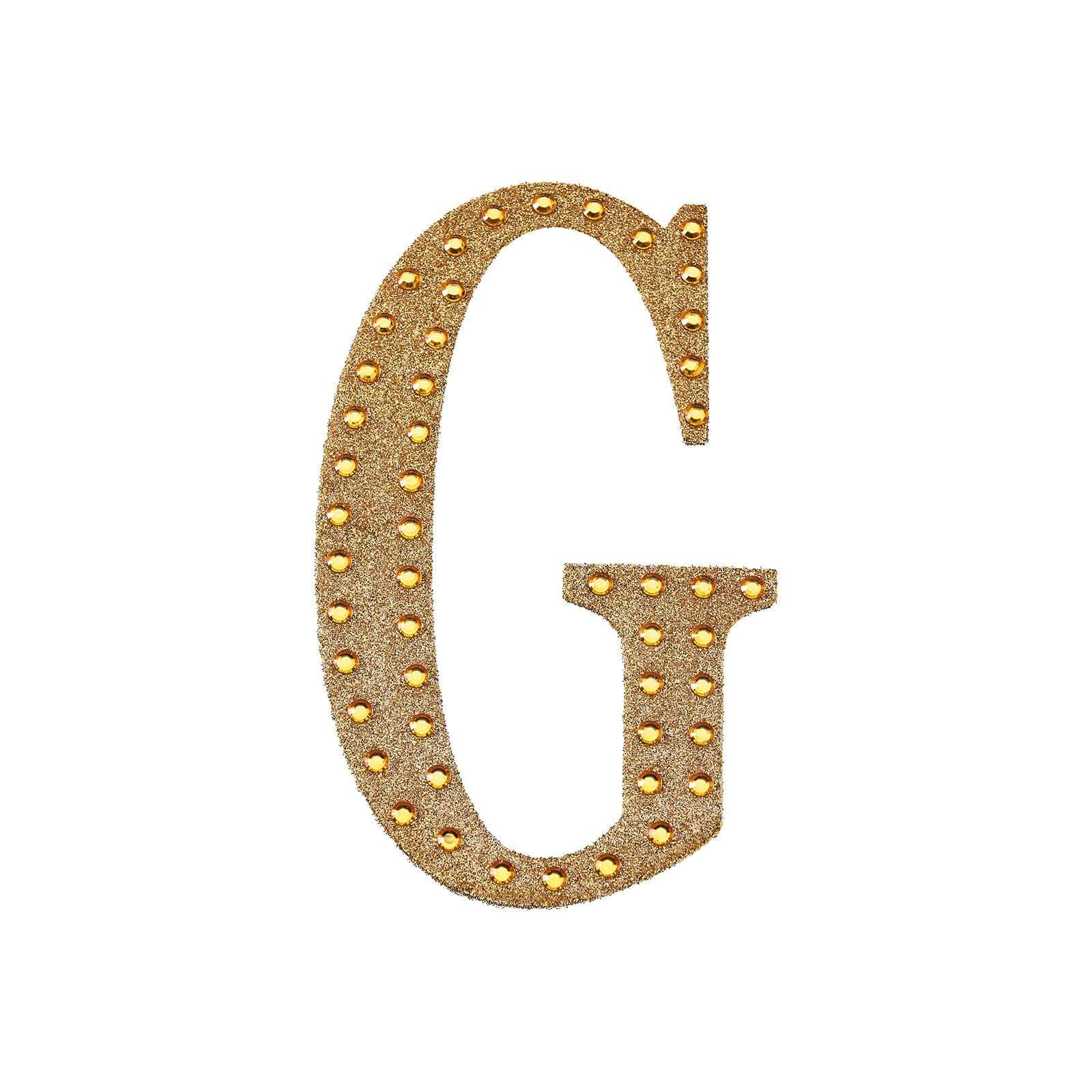 Decorative Rhinestone Alphabet "G" Letter Stickers 4", Gold Glitter Adhesive Craft Letters - DIY Sparkle Embellishments - Image 6