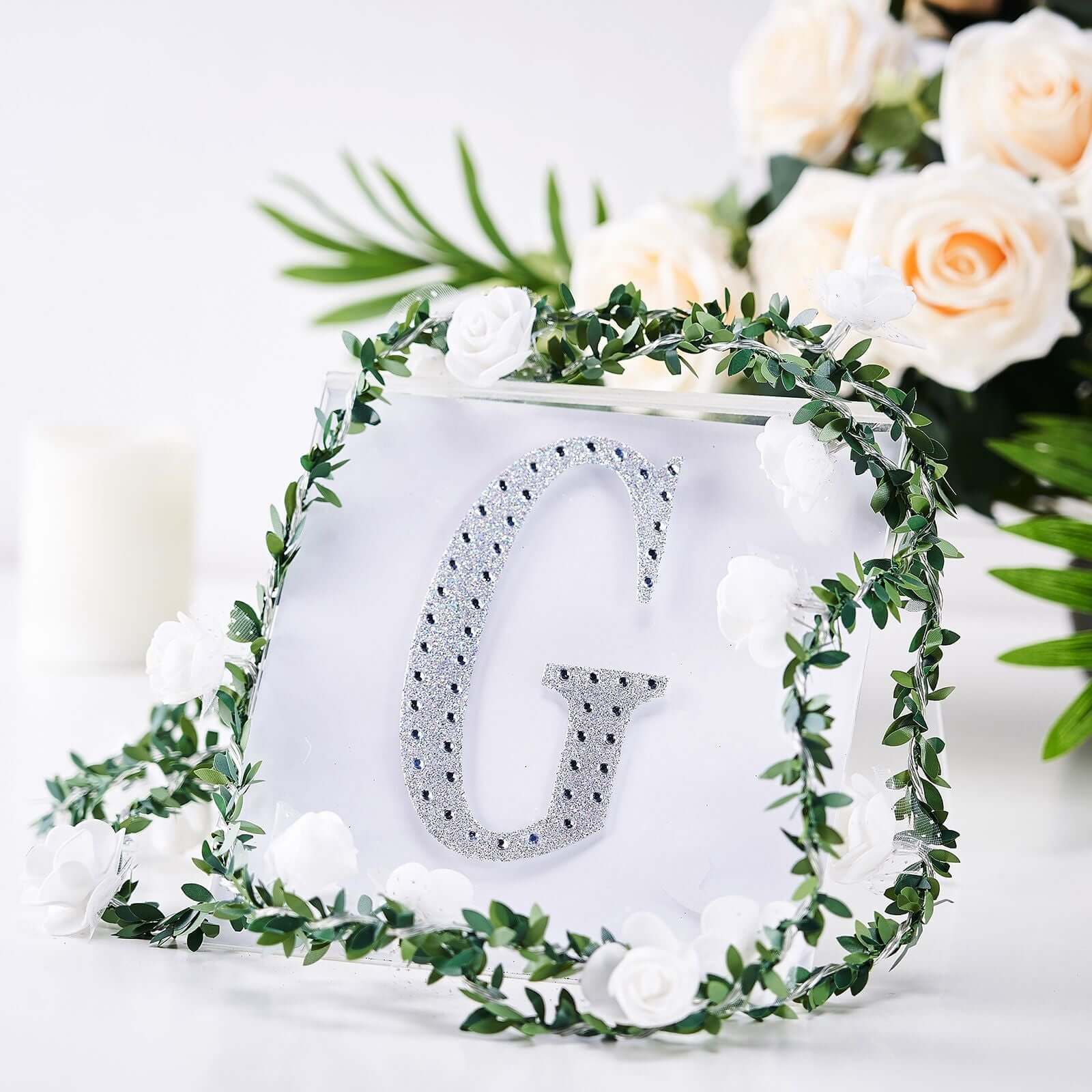Decorative Rhinestone Alphabet "G" Letter Stickers 6", Silver Glitter Adhesive Craft Letters - DIY Sparkle Embellishments - Image 2