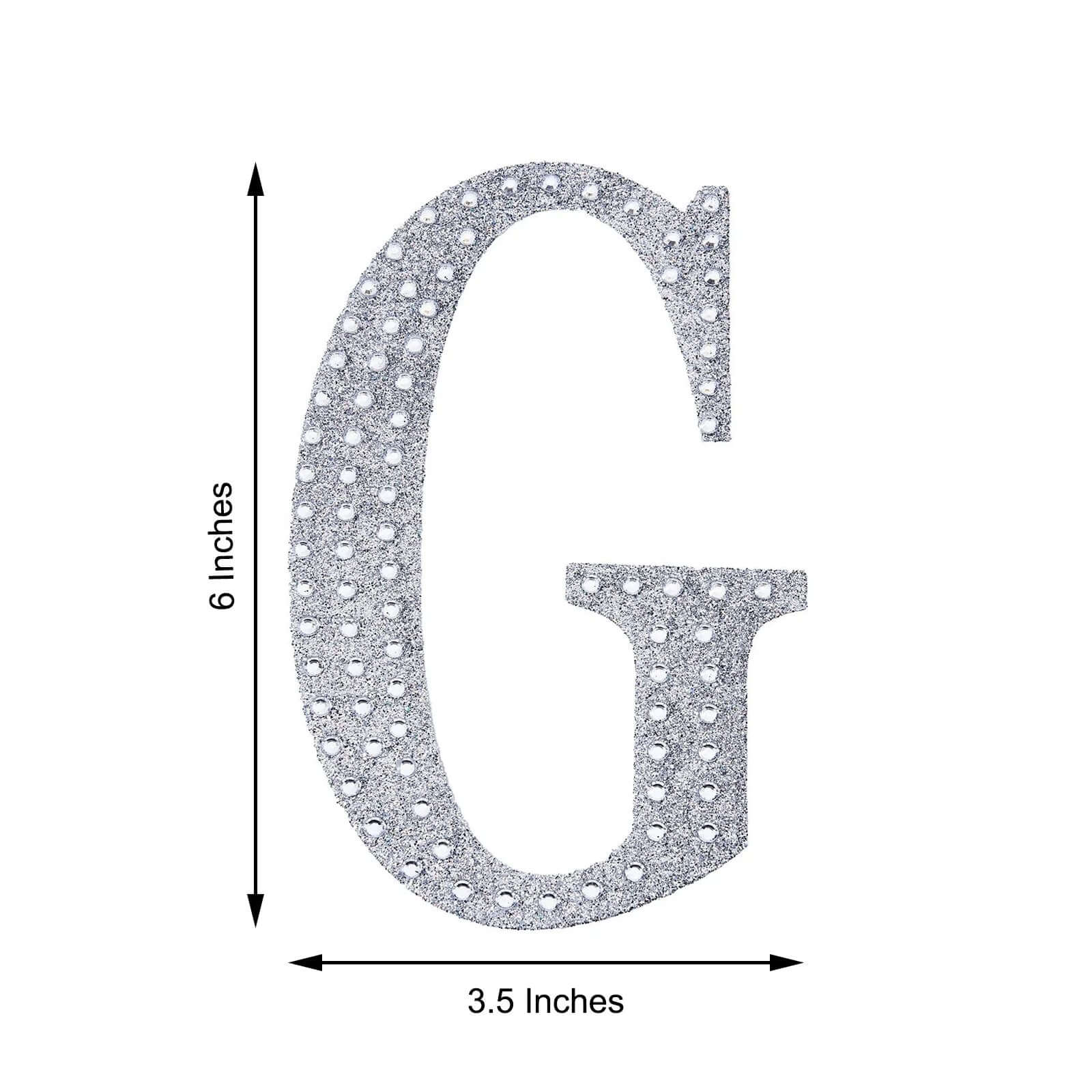 Decorative Rhinestone Alphabet "G" Letter Stickers 6", Silver Glitter Adhesive Craft Letters - DIY Sparkle Embellishments - Image 3