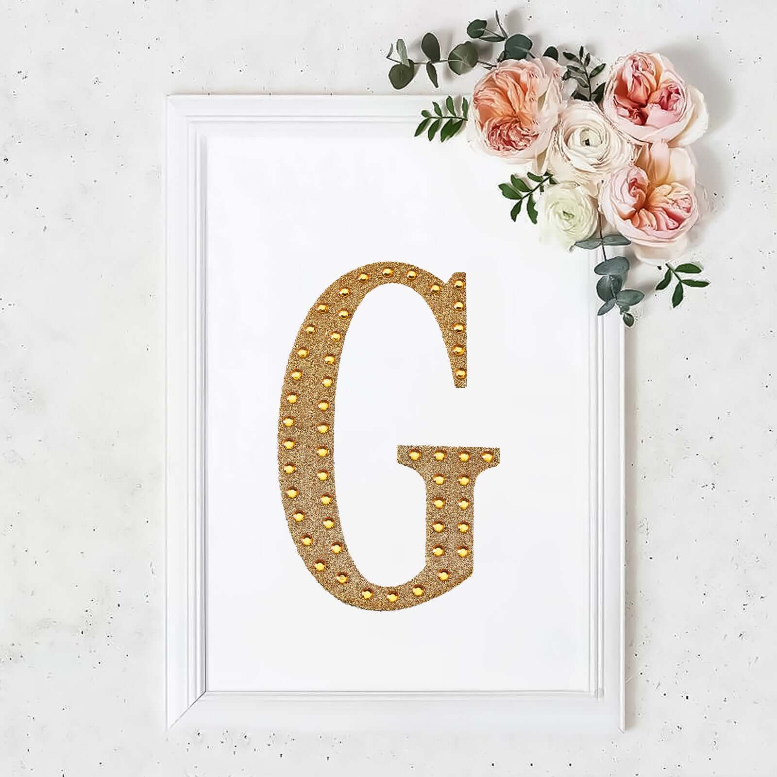 Decorative Rhinestone Alphabet "G" Letter Stickers 8", Gold Glitter Adhesive Craft Letters - DIY Sparkle Embellishments - Image 11