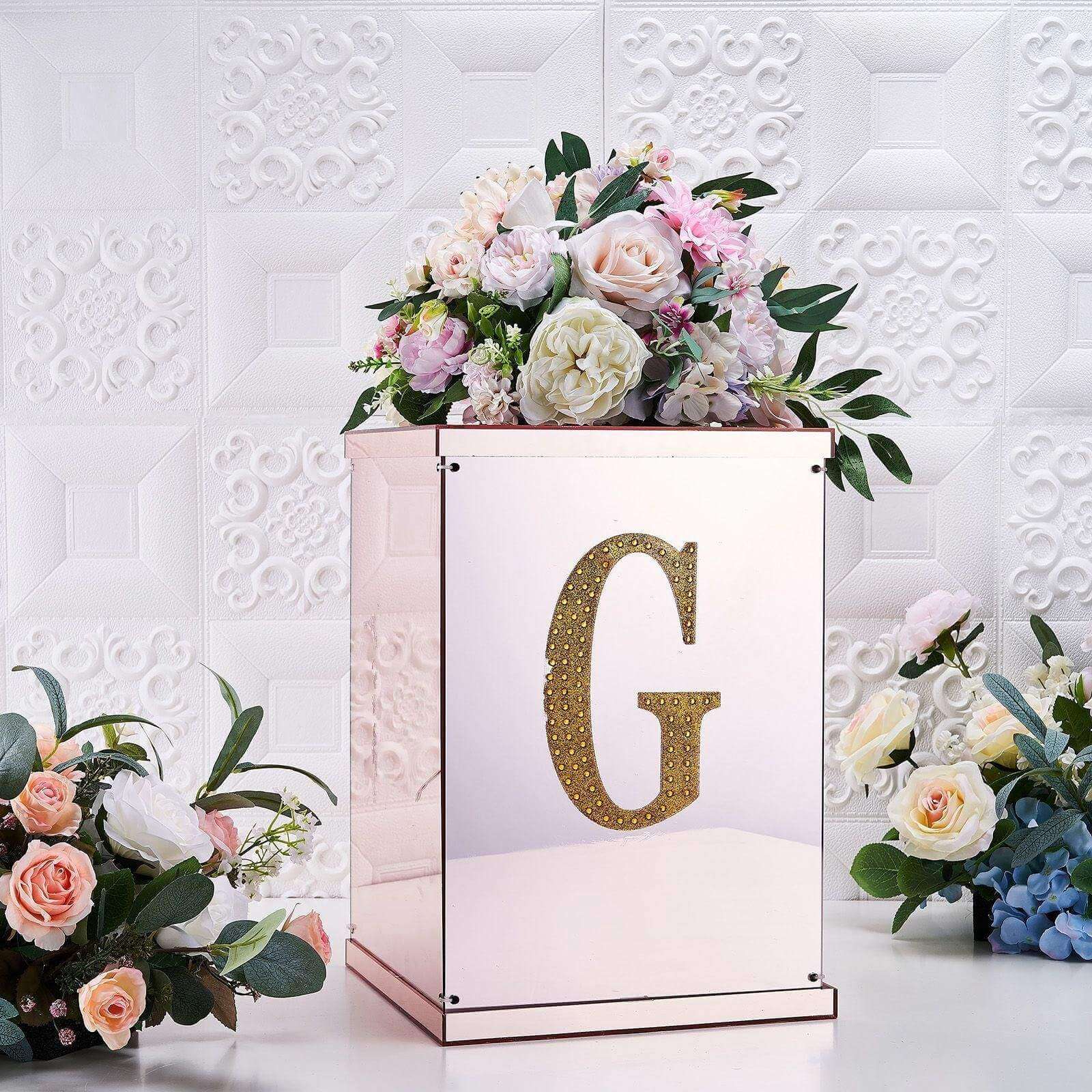 Decorative Rhinestone Alphabet "G" Letter Stickers 8", Gold Glitter Adhesive Craft Letters - DIY Sparkle Embellishments - Image 2