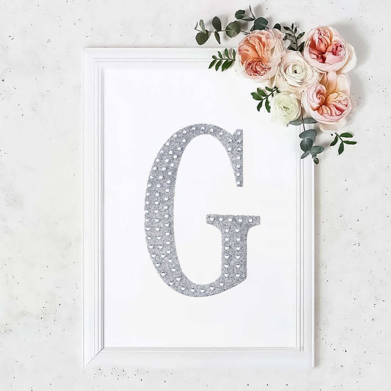 Decorative Rhinestone Alphabet "G" Letter Stickers 8", Silver Glitter Adhesive Craft Letters - DIY Sparkle Embellishments - Image 11