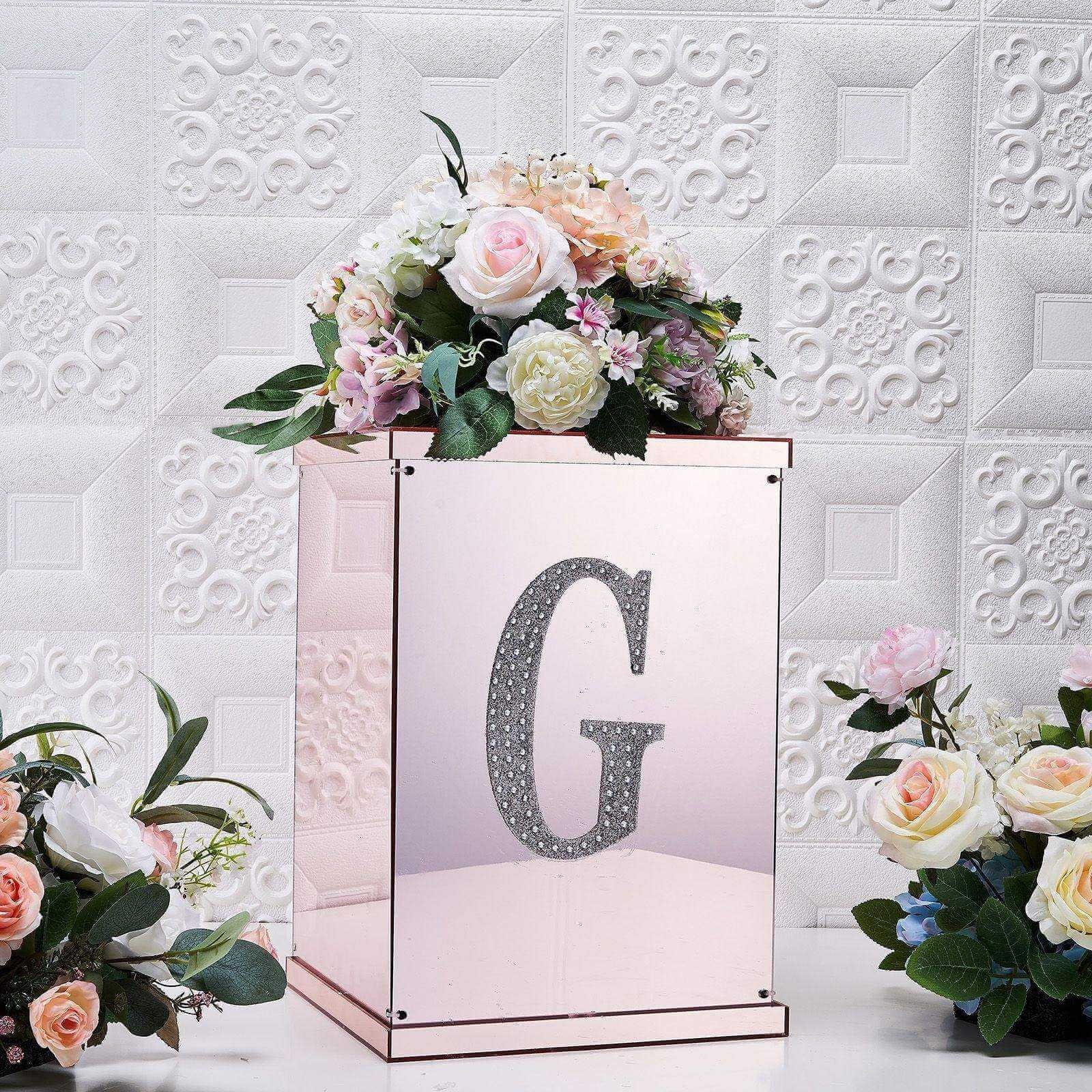 Decorative Rhinestone Alphabet "G" Letter Stickers 8", Silver Glitter Adhesive Craft Letters - DIY Sparkle Embellishments - Image 2