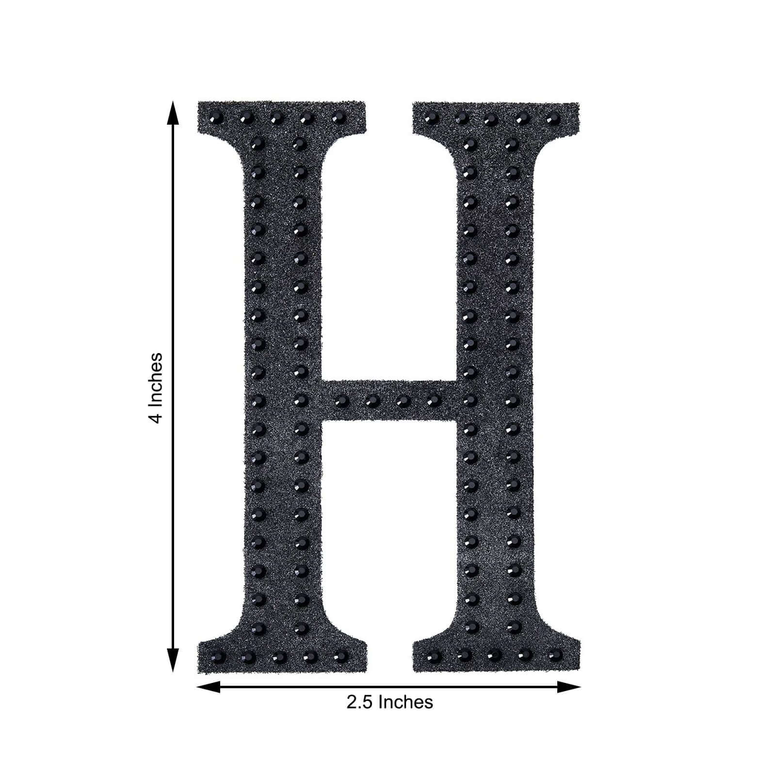 Decorative Rhinestone Alphabet "H" Letter Stickers 4", Black Glitter Adhesive Craft Letters - DIY Sparkle Embellishments - Image 3