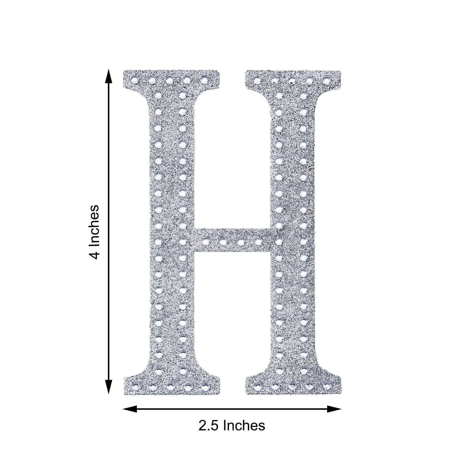 Decorative Rhinestone Alphabet "H" Letter Stickers 4", Silver Glitter Adhesive Craft Letters - DIY Sparkle Embellishments - Image 3