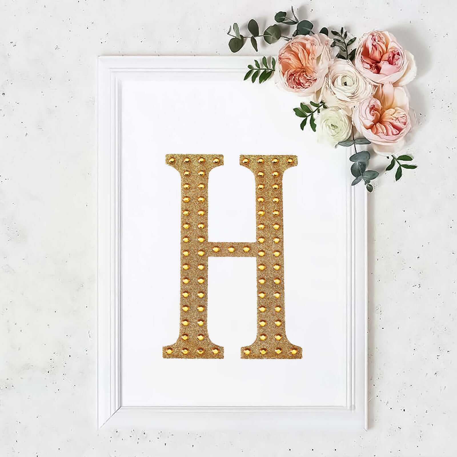 Decorative Rhinestone Alphabet "H" Letter Stickers 8", Gold Glitter Adhesive Craft Letters - DIY Sparkle Embellishments - Image 11
