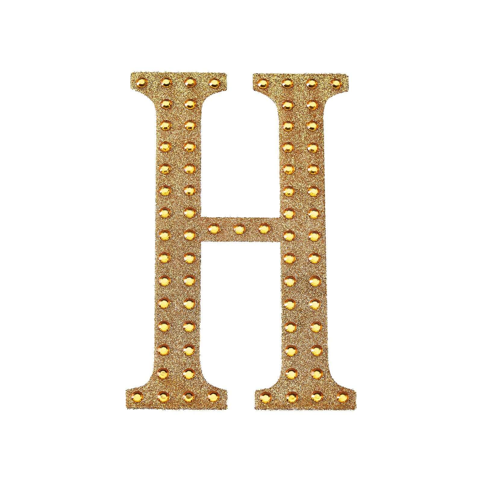 Decorative Rhinestone Alphabet "H" Letter Stickers 8", Gold Glitter Adhesive Craft Letters - DIY Sparkle Embellishments - Image 6