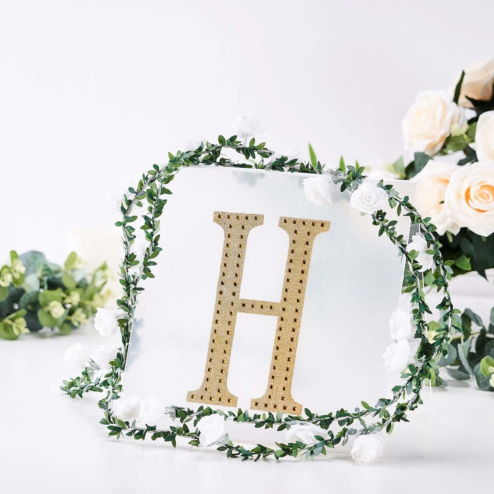 Decorative Rhinestone Alphabet "H" Letter Stickers 8", Gold Glitter Adhesive Craft Letters - DIY Sparkle Embellishments - Image 7