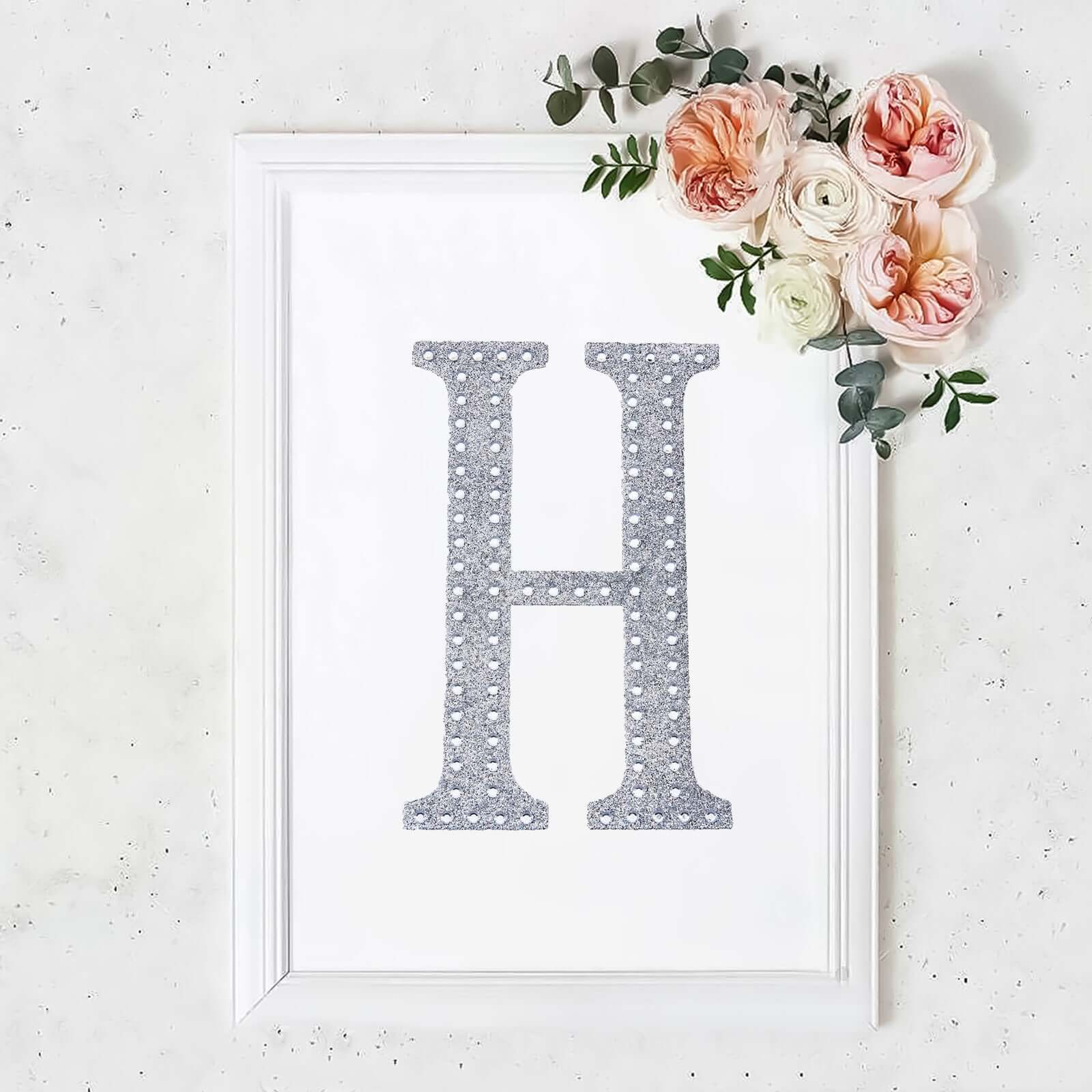 Decorative Rhinestone Alphabet "H" Letter Stickers 8", Silver Glitter Adhesive Craft Letters - DIY Sparkle Embellishments - Image 11