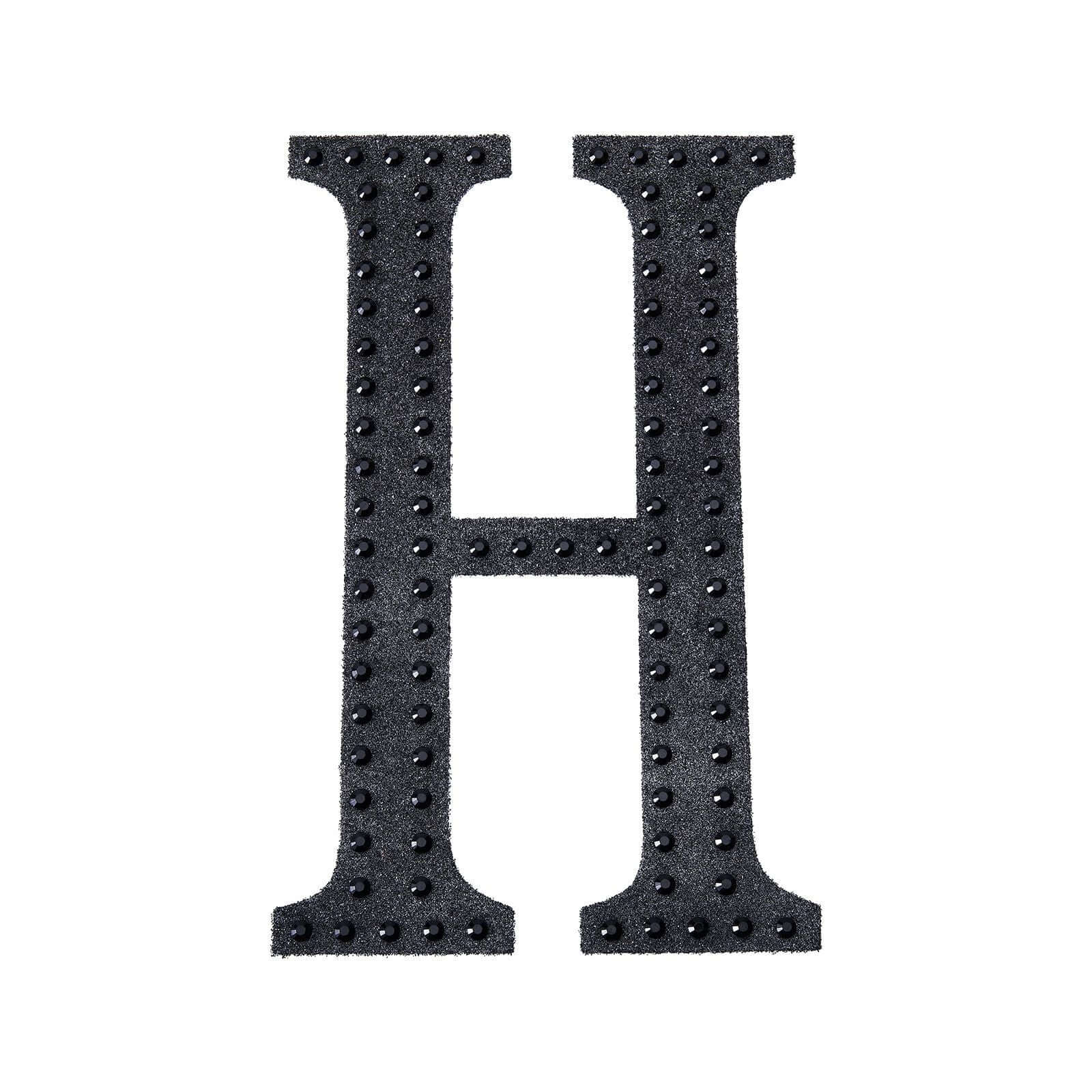 Decorative Rhinestone Alphabet "H" Letter Stickers, Glitter Adhesive Craft Letters Black DIY Sparkle Embellishments 8" - Image 6