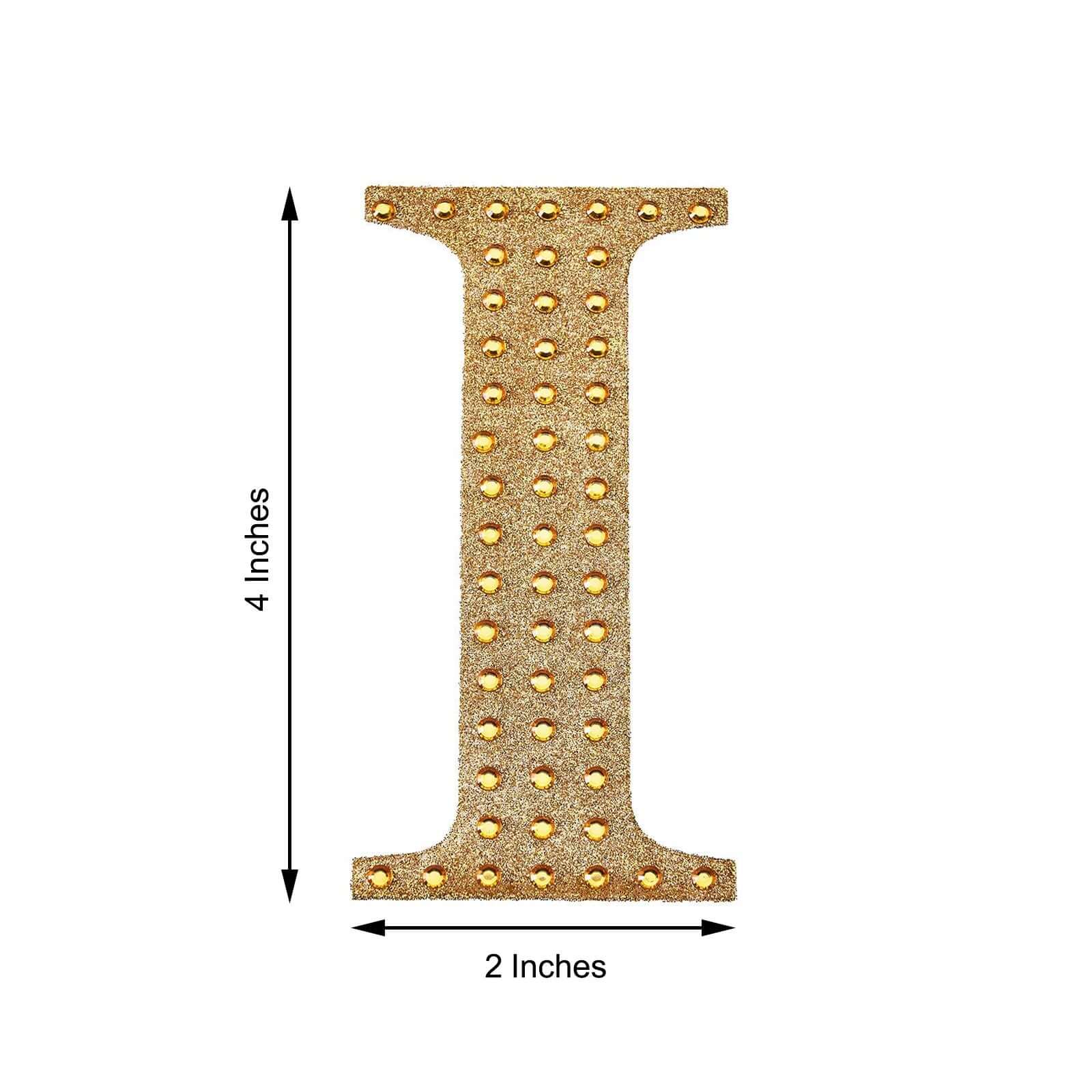 Decorative Rhinestone Alphabet "I" Letter Stickers 4", Gold Glitter Adhesive Craft Letters - DIY Sparkle Embellishments - Image 3