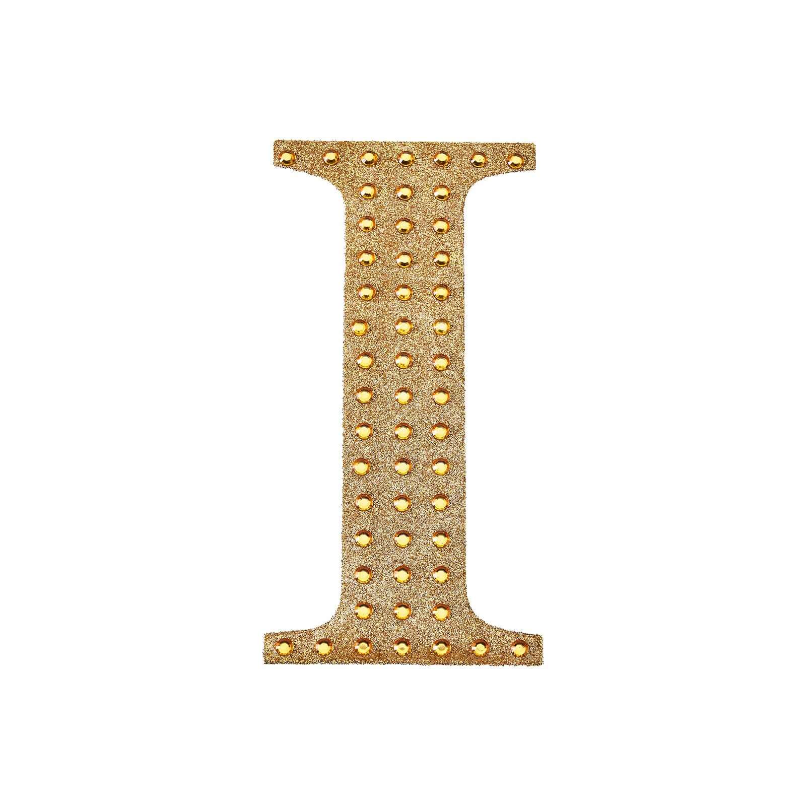 Decorative Rhinestone Alphabet "I" Letter Stickers 6", Gold Glitter Adhesive Craft Letters - DIY Sparkle Embellishments - Image 6