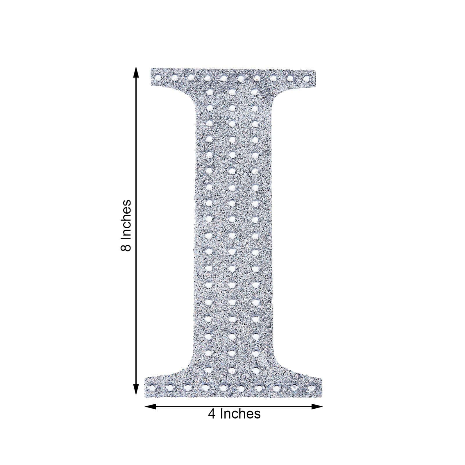 Decorative Rhinestone Alphabet "I" Letter Stickers 8", Silver Glitter Adhesive Craft Letters - DIY Sparkle Embellishments - Image 3