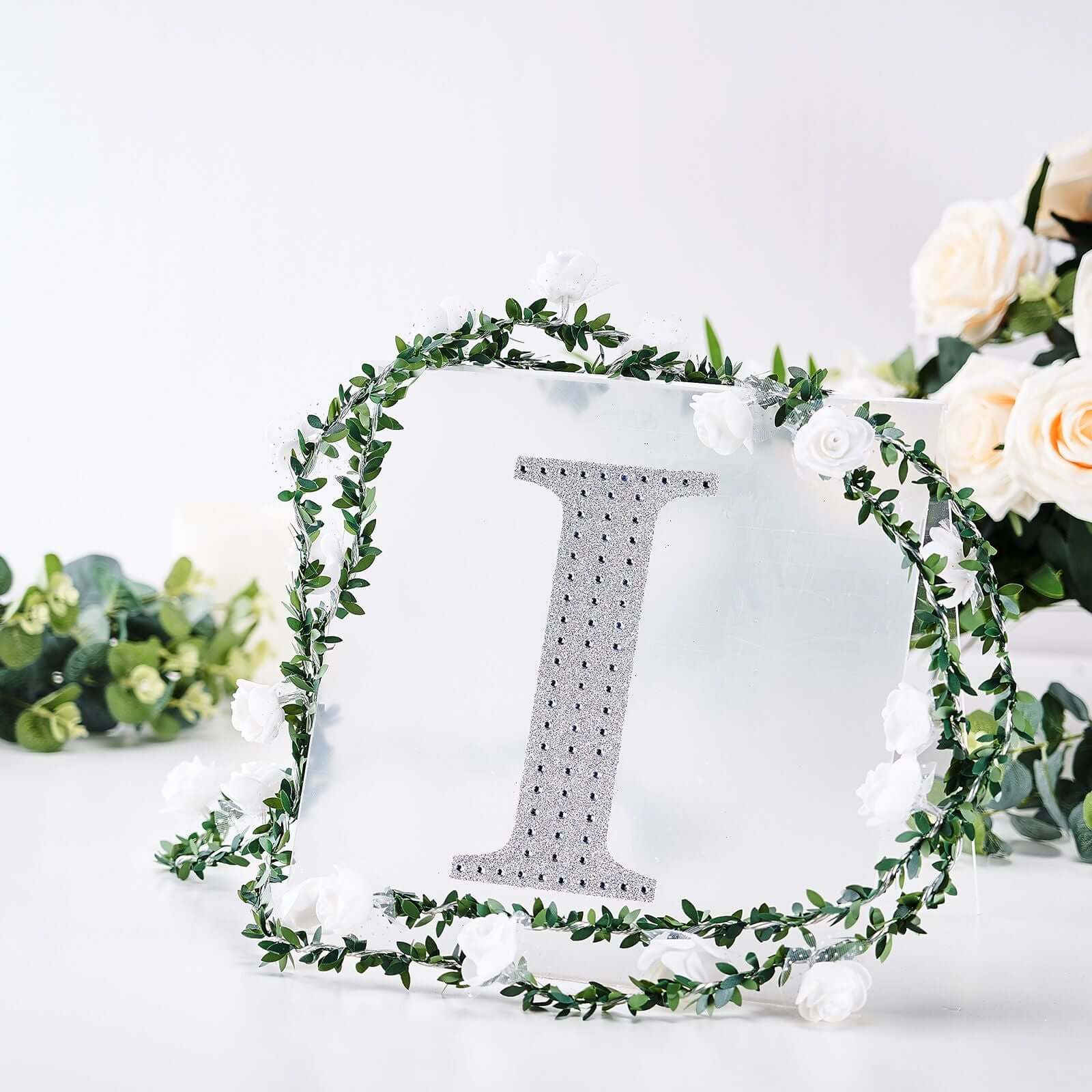 Decorative Rhinestone Alphabet "I" Letter Stickers 8", Silver Glitter Adhesive Craft Letters - DIY Sparkle Embellishments - Image 7