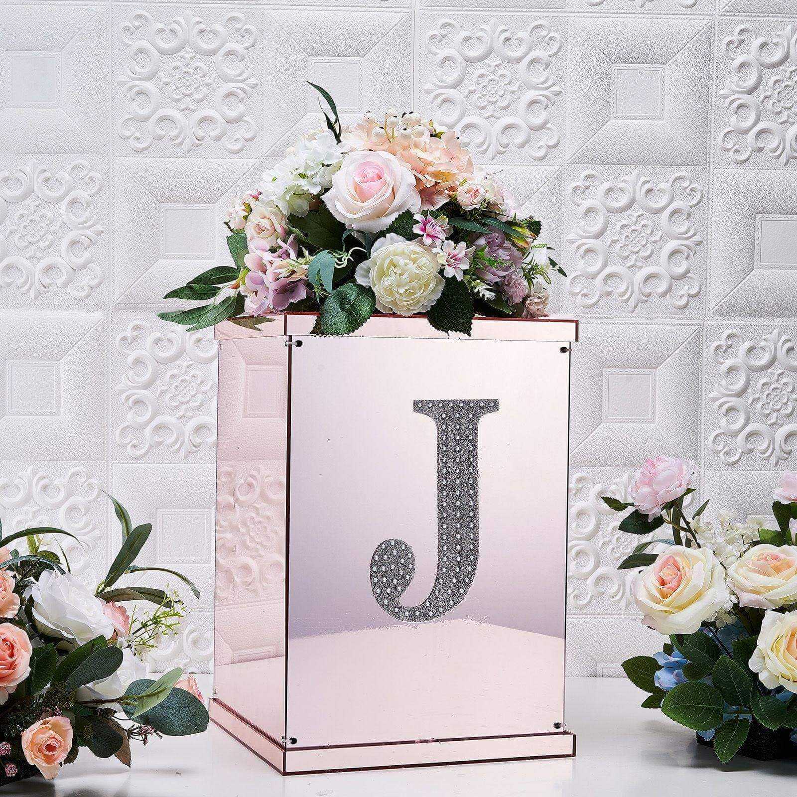 Decorative Rhinestone Alphabet "J" Letter Stickers 8", Silver Glitter Adhesive Craft Letters - DIY Sparkle Embellishments - Image 2