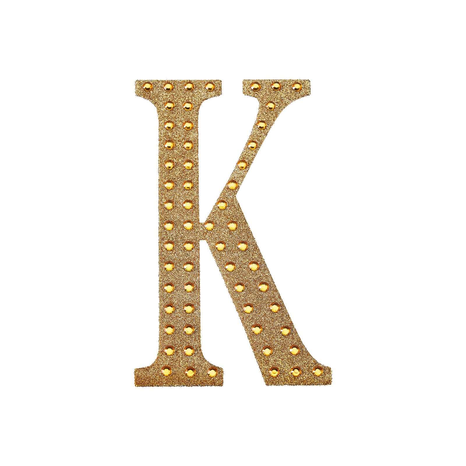 Decorative Rhinestone Alphabet "K" Letter Stickers 8", Gold Glitter Adhesive Craft Letters - DIY Sparkle Embellishments - Image 6