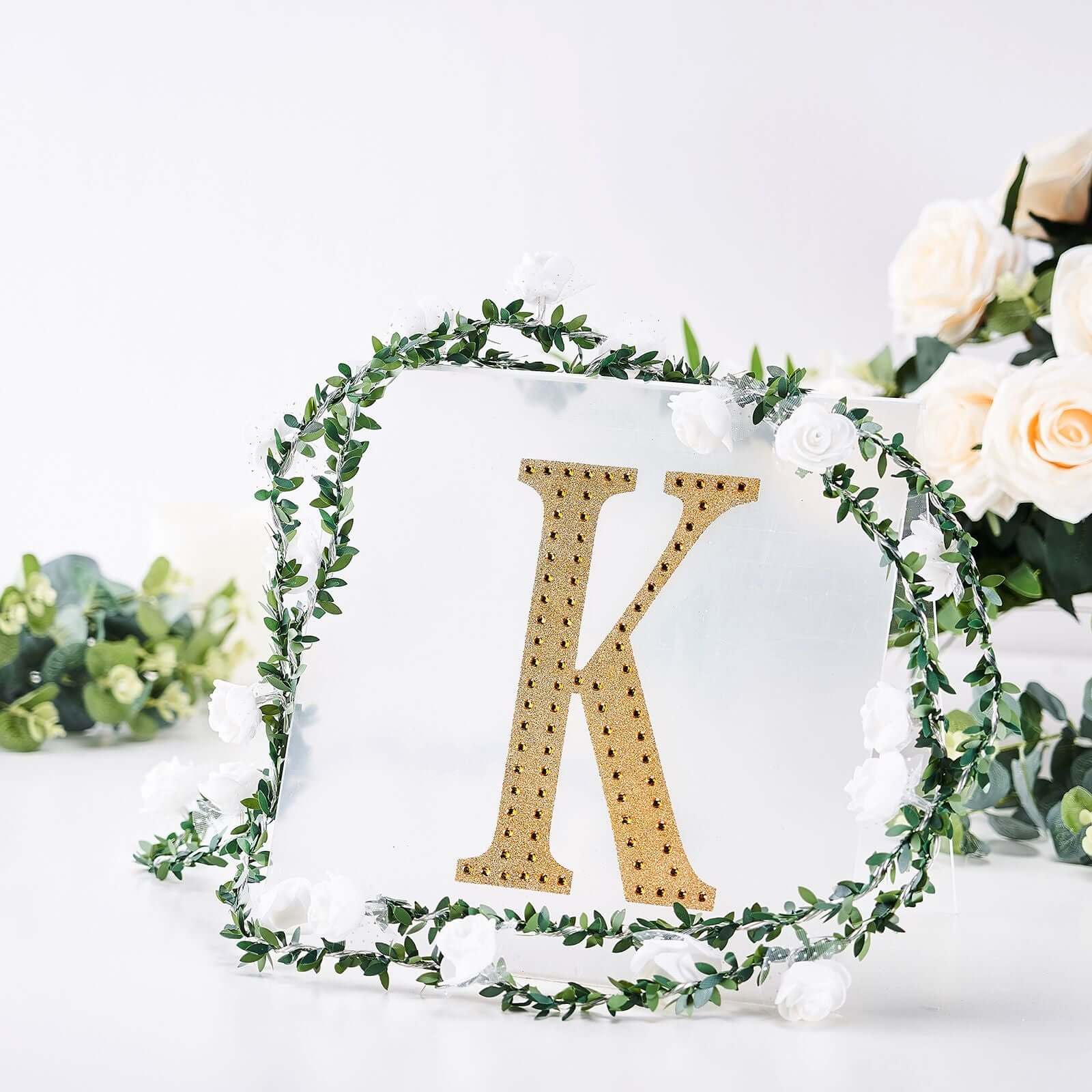 Decorative Rhinestone Alphabet "K" Letter Stickers 8", Gold Glitter Adhesive Craft Letters - DIY Sparkle Embellishments - Image 7