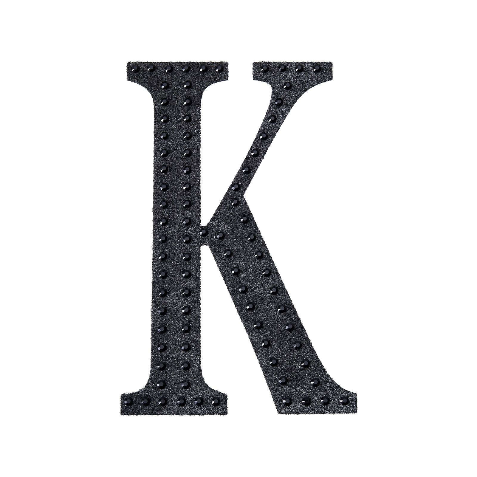 Decorative Rhinestone Alphabet "K" Letter Stickers, Glitter Adhesive Craft Letters Black DIY Sparkle Embellishments 8" - Image 6
