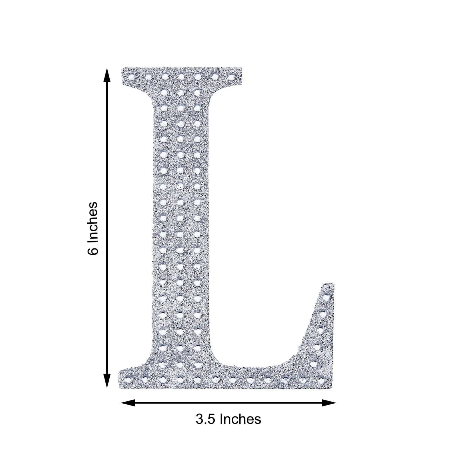 Decorative Rhinestone Alphabet "L" Letter Stickers 6", Silver Glitter Adhesive Craft Letters - DIY Sparkle Embellishments - Image 3