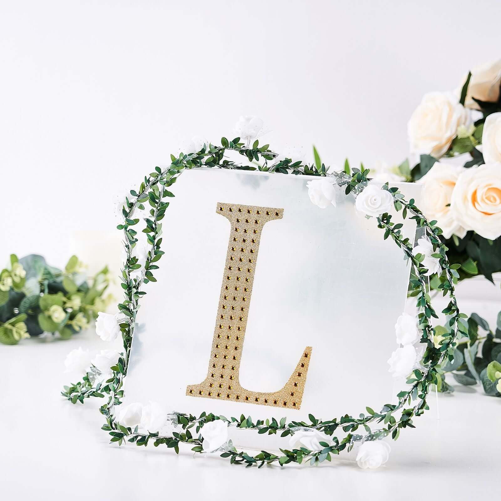 Decorative Rhinestone Alphabet "L" Letter Stickers 8", Gold Glitter Adhesive Craft Letters - DIY Sparkle Embellishments - Image 11
