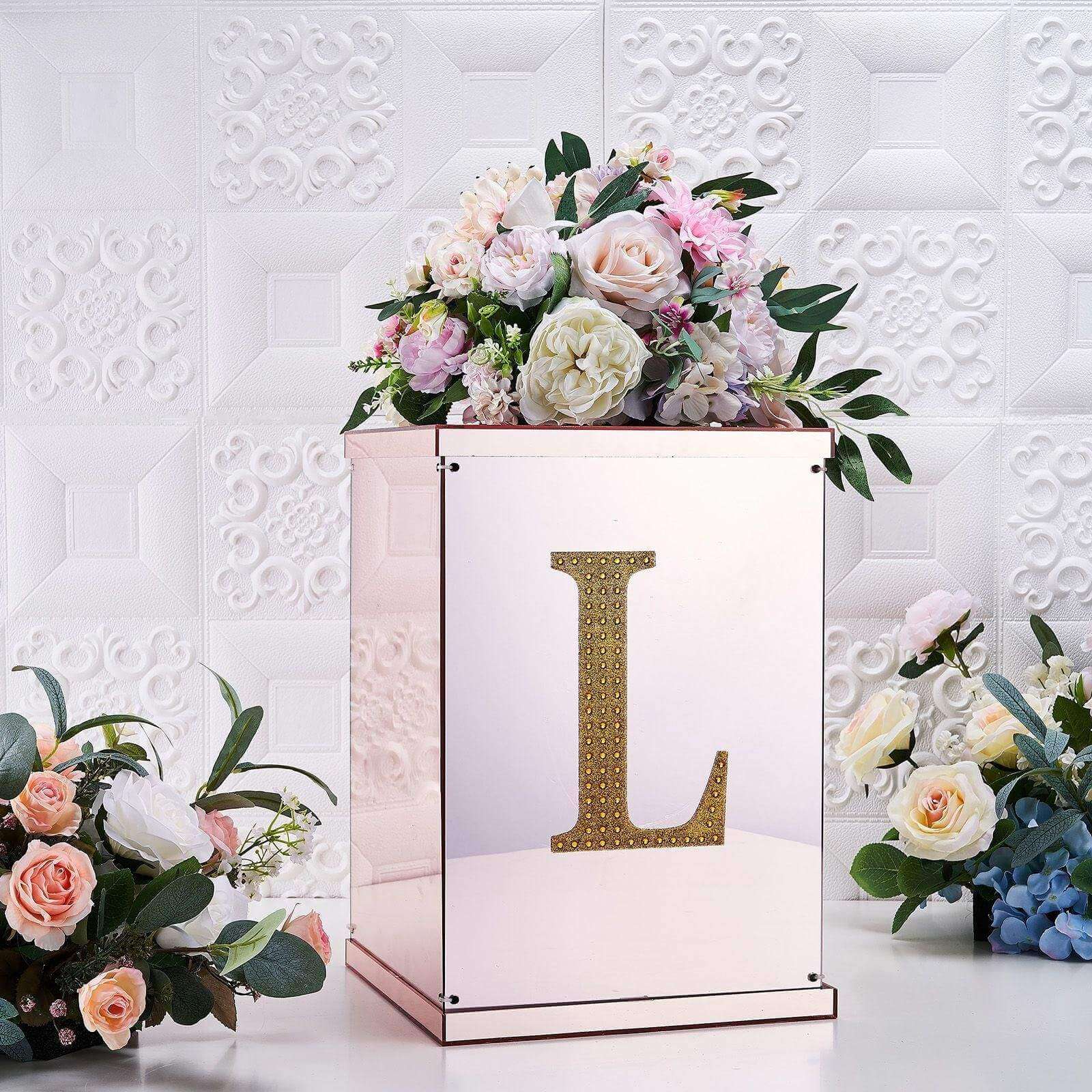 Decorative Rhinestone Alphabet "L" Letter Stickers 8", Gold Glitter Adhesive Craft Letters - DIY Sparkle Embellishments - Image 2
