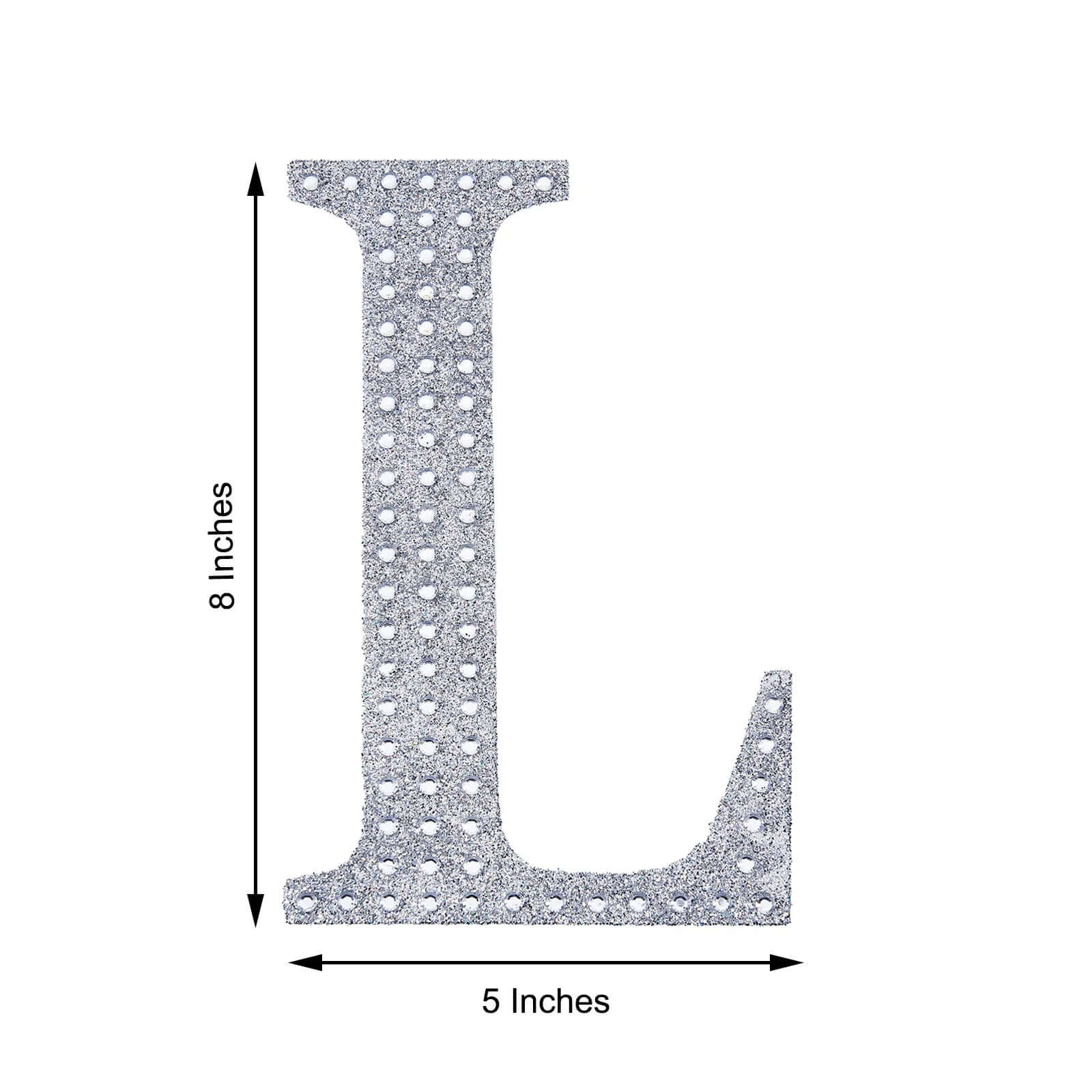 Decorative Rhinestone Alphabet "L" Letter Stickers 8", Silver Glitter Adhesive Craft Letters - DIY Sparkle Embellishments - Image 3