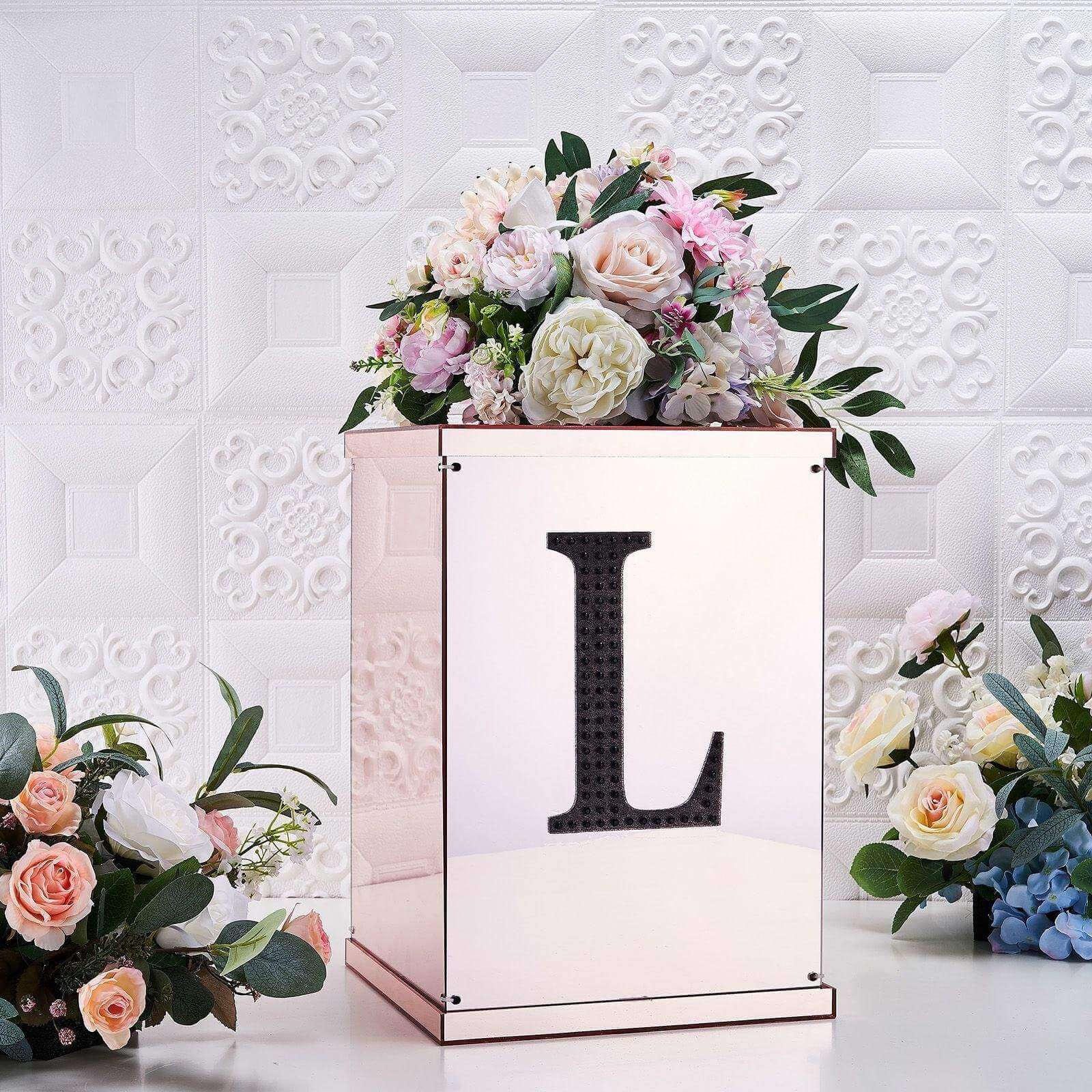 Decorative Rhinestone Alphabet "L" Letter Stickers, Glitter Adhesive Craft Letters Black DIY Sparkle Embellishments 8" - Image 2