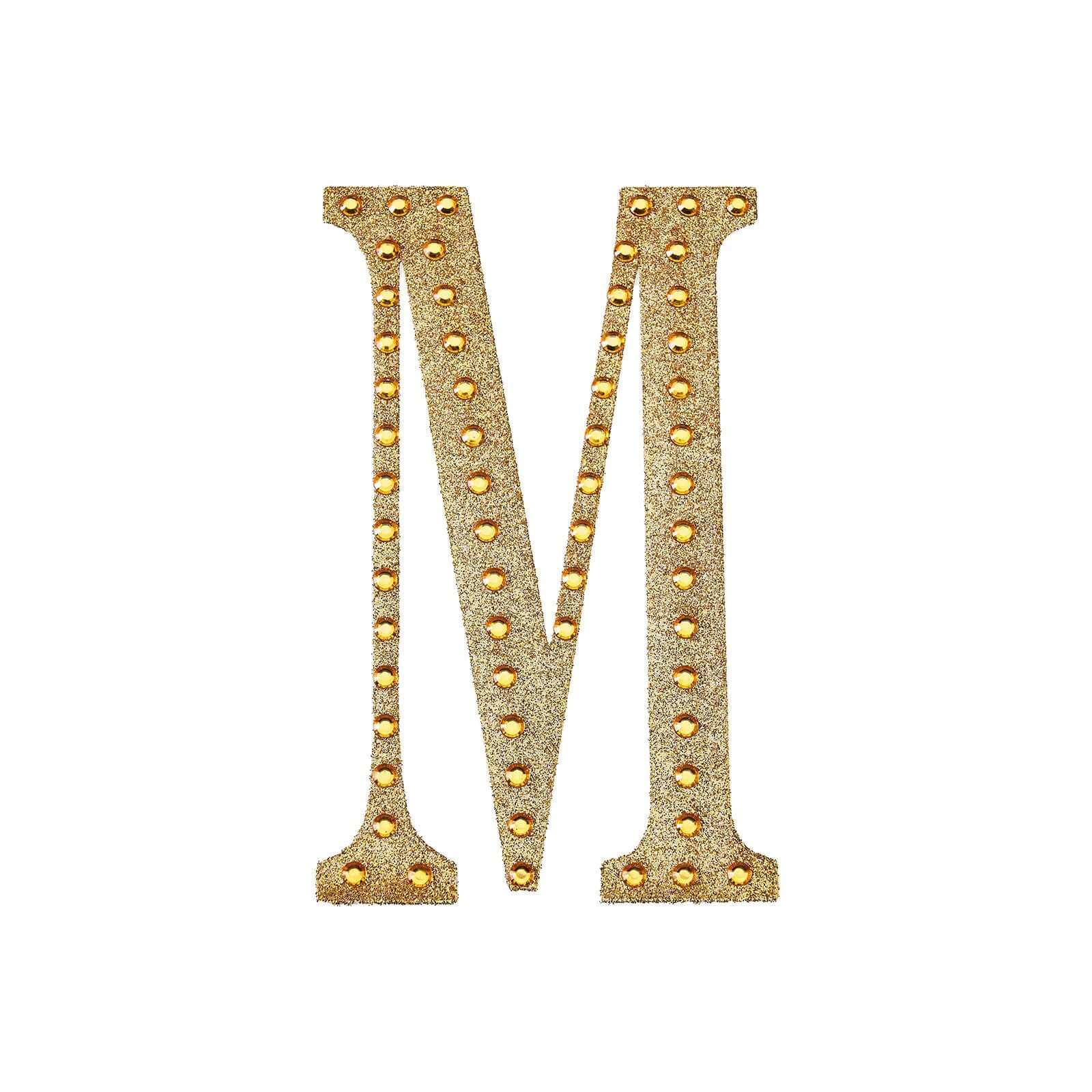 Decorative Rhinestone Alphabet "M" Letter Stickers 4", Gold Glitter Adhesive Craft Letters - DIY Sparkle Embellishments - Image 6