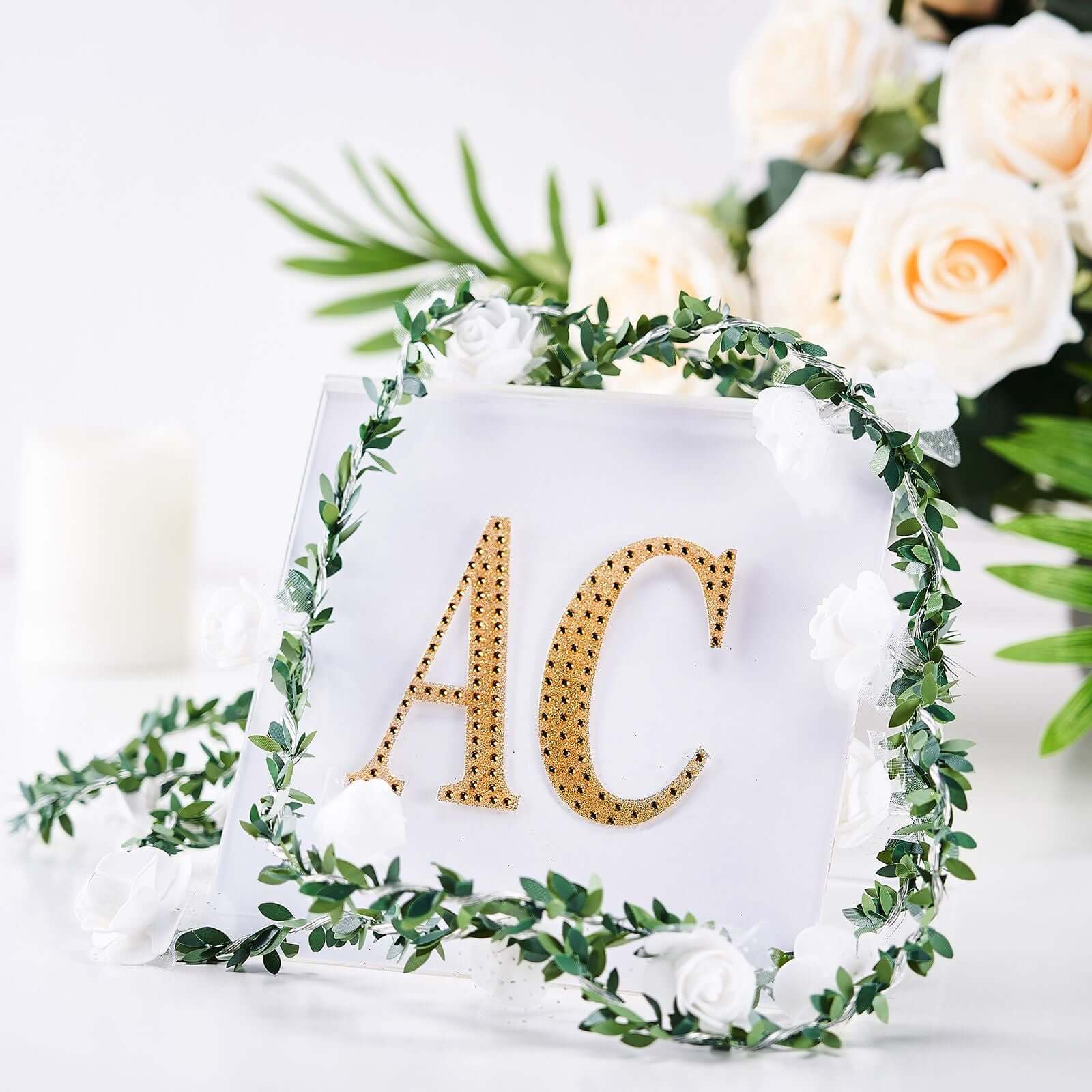 Decorative Rhinestone Alphabet "M" Letter Stickers 4", Gold Glitter Adhesive Craft Letters - DIY Sparkle Embellishments - Image 9
