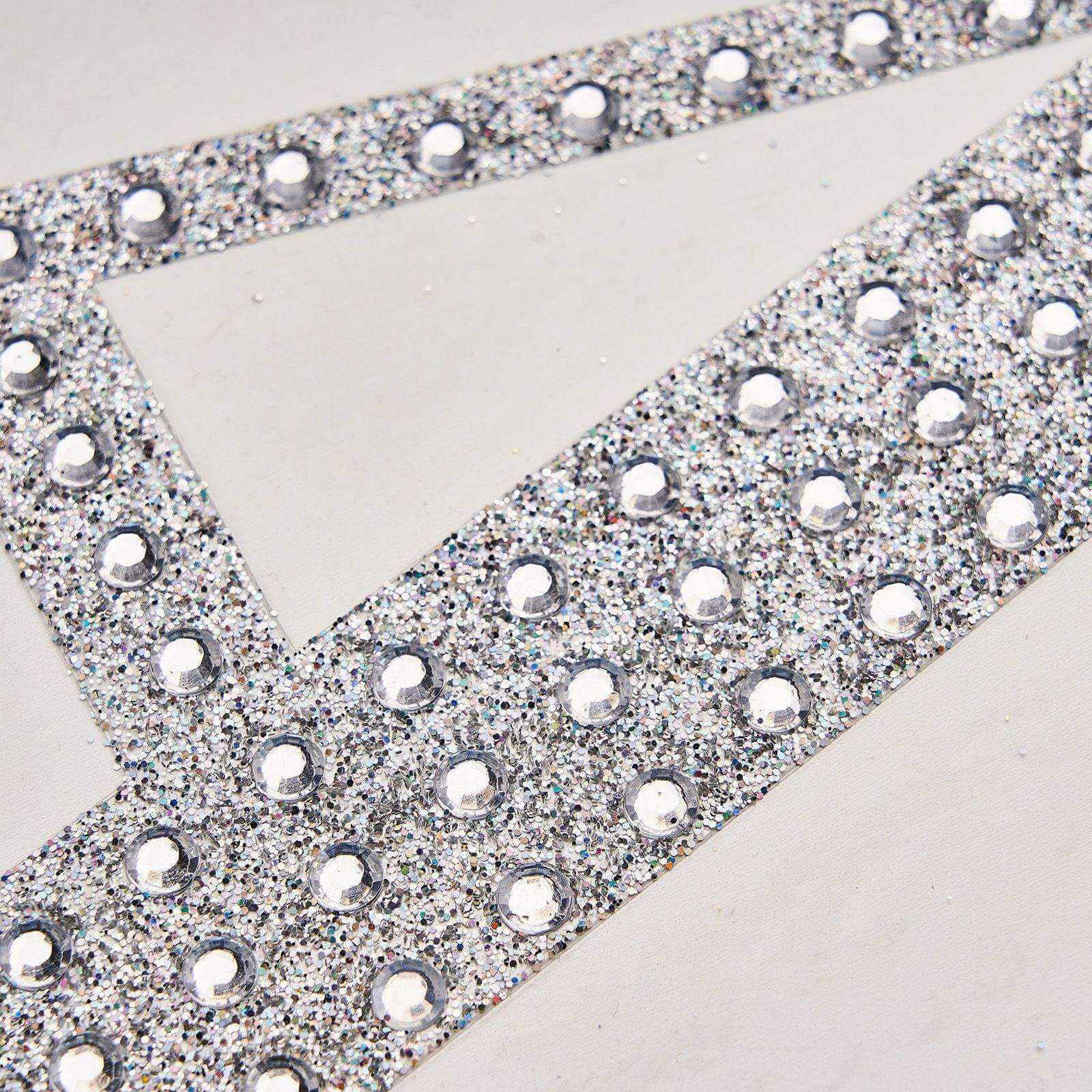 Decorative Rhinestone Alphabet "M" Letter Stickers 8", Silver Glitter Adhesive Craft Letters - DIY Sparkle Embellishments - Image 10