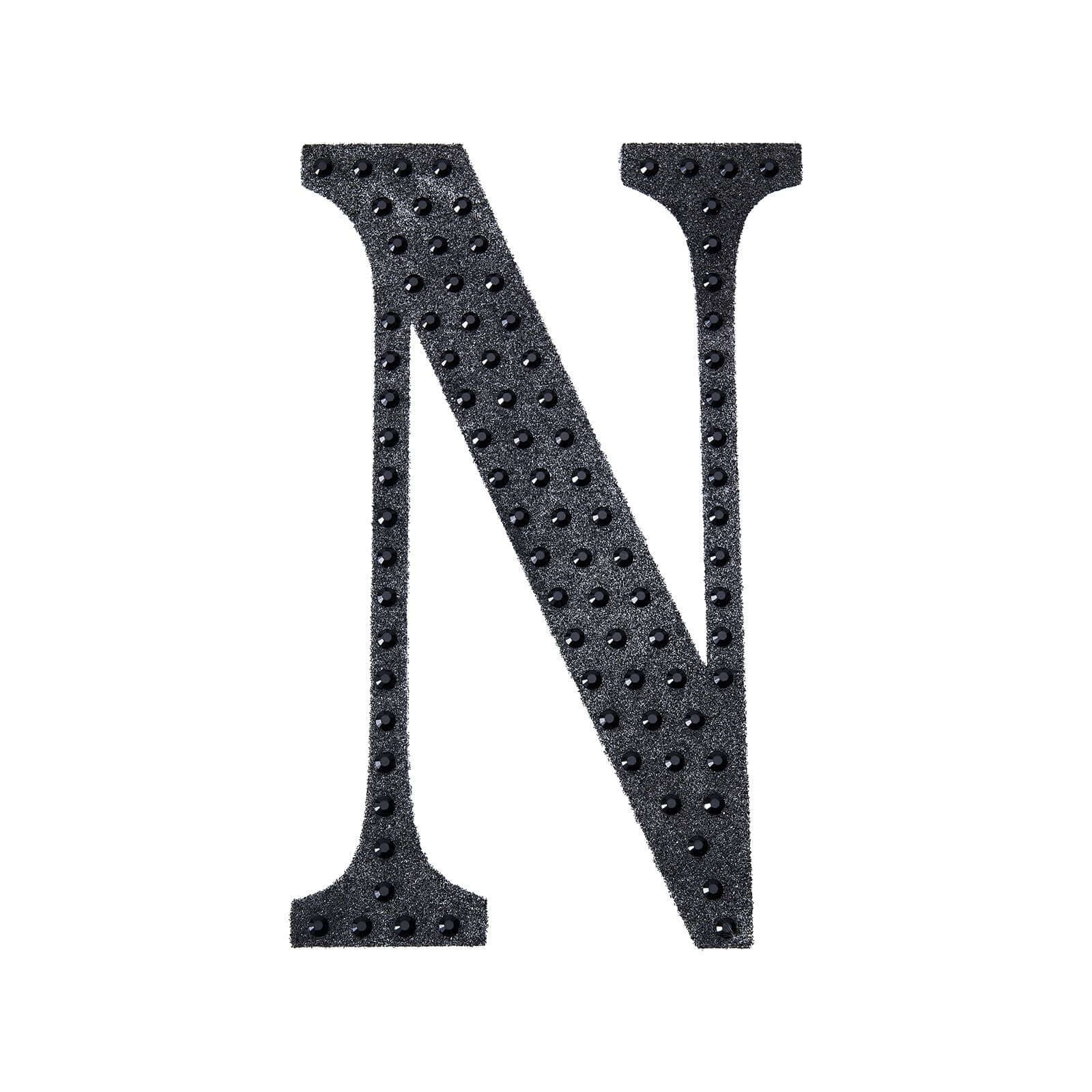 Decorative Rhinestone Alphabet "N" Letter Stickers 6", Black Glitter Adhesive Craft Letters - DIY Sparkle Embellishments - Image 6
