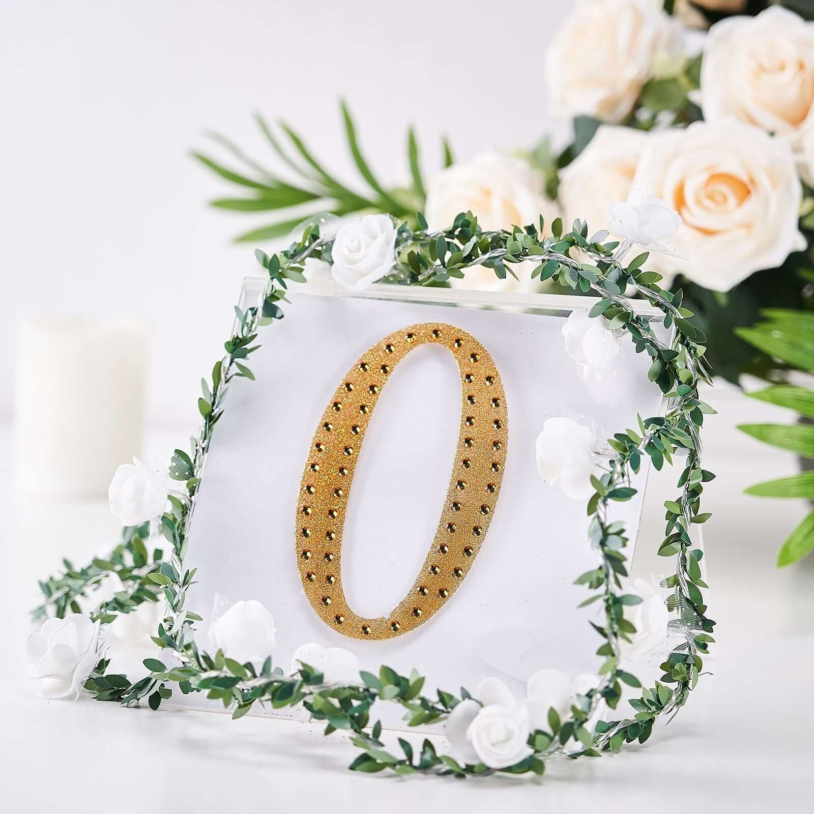Decorative Rhinestone Alphabet "O" Letter Stickers 6", Gold Glitter Adhesive Craft Letters - DIY Sparkle Embellishments - Image 2