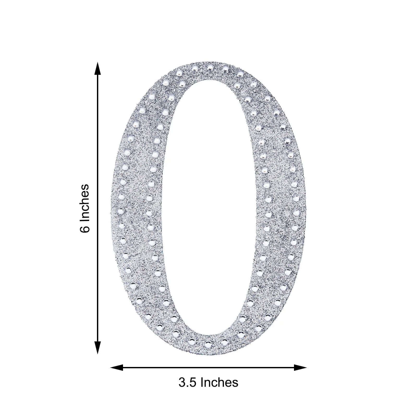 Decorative Rhinestone Alphabet "O" Letter Stickers 6", Silver Glitter Adhesive Craft Letters - DIY Sparkle Embellishments - Image 3