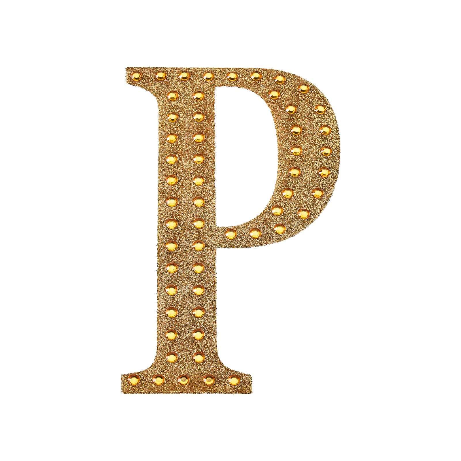 Decorative Rhinestone Alphabet "P" Letter Stickers 4", Gold Glitter Adhesive Craft Letters - DIY Sparkle Embellishments - Image 6