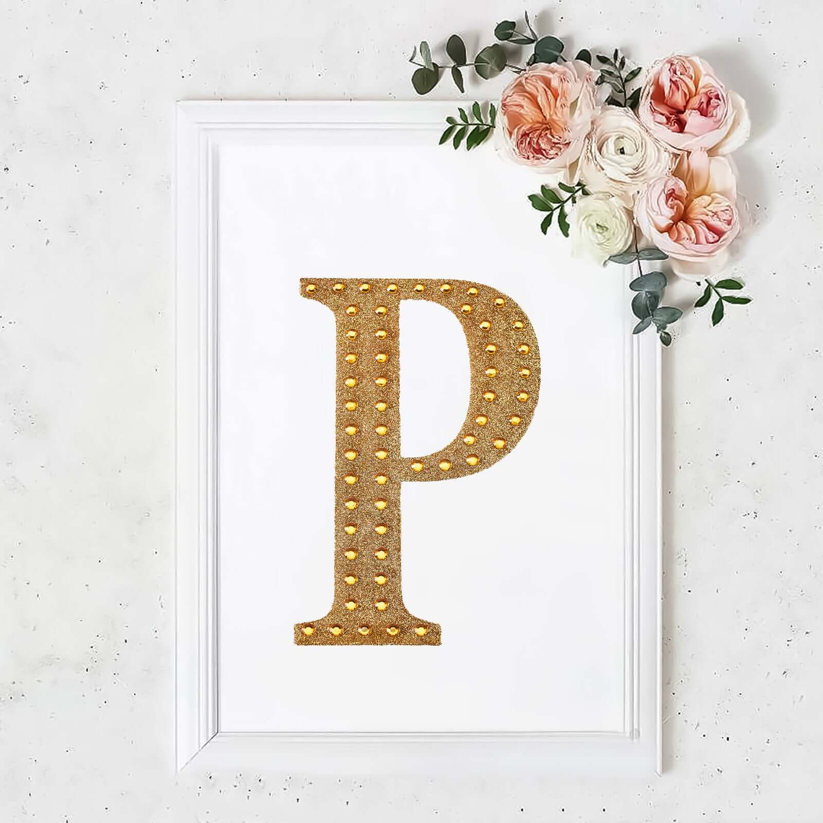 Decorative Rhinestone Alphabet "P" Letter Stickers 8", Gold Glitter Adhesive Craft Letters - DIY Sparkle Embellishments - Image 11