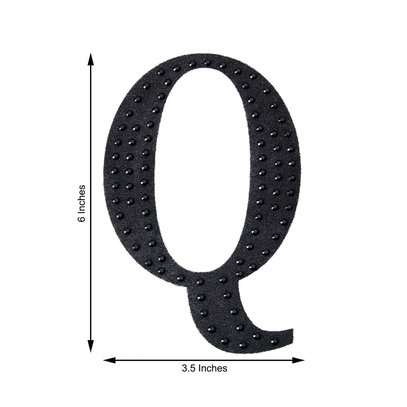 Decorative Rhinestone Alphabet "Q" Letter Stickers 6", Black Glitter Adhesive Craft Letters - DIY Sparkle Embellishments - Image 3