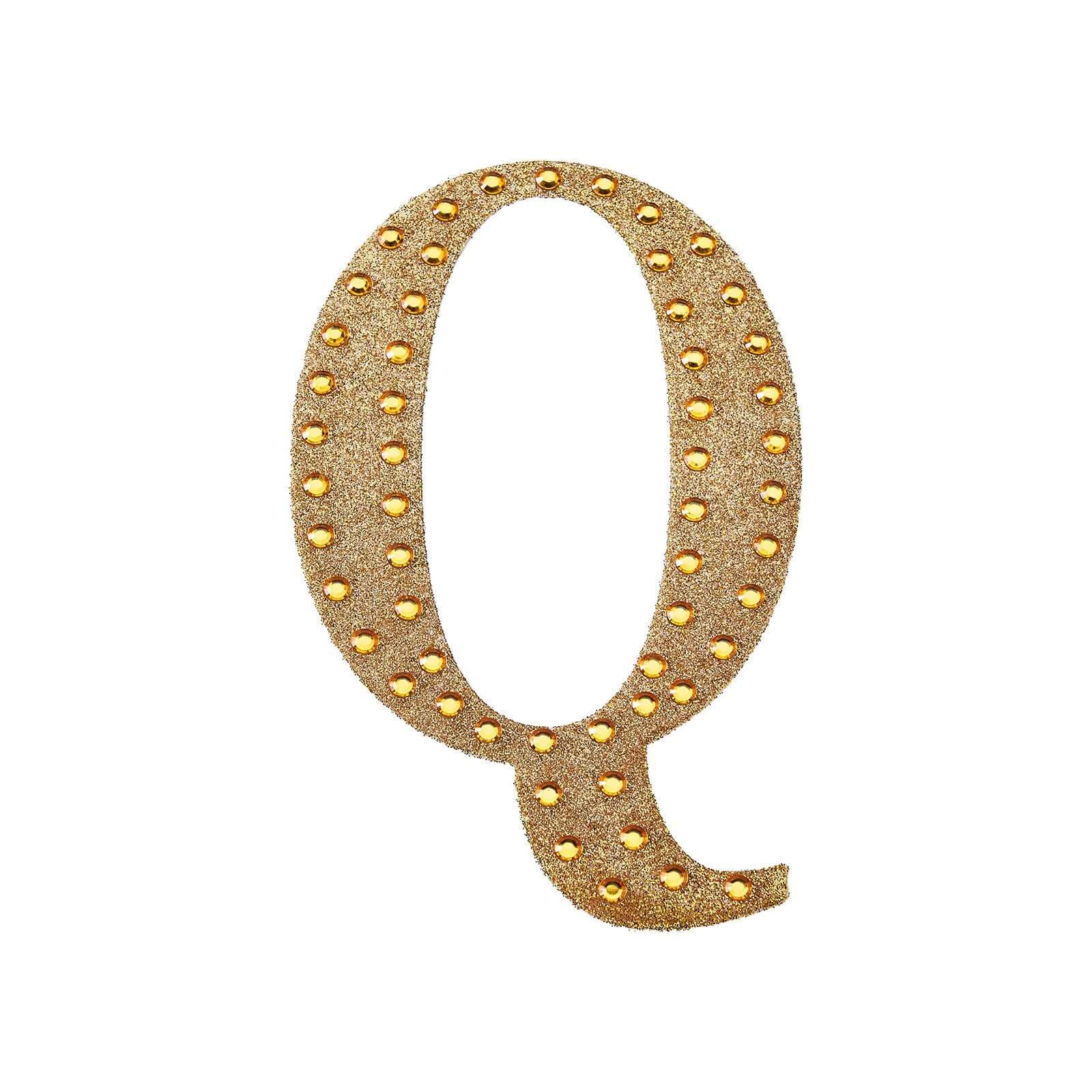 Decorative Rhinestone Alphabet "Q" Letter Stickers 6", Gold Glitter Adhesive Craft Letters - DIY Sparkle Embellishments - Image 6