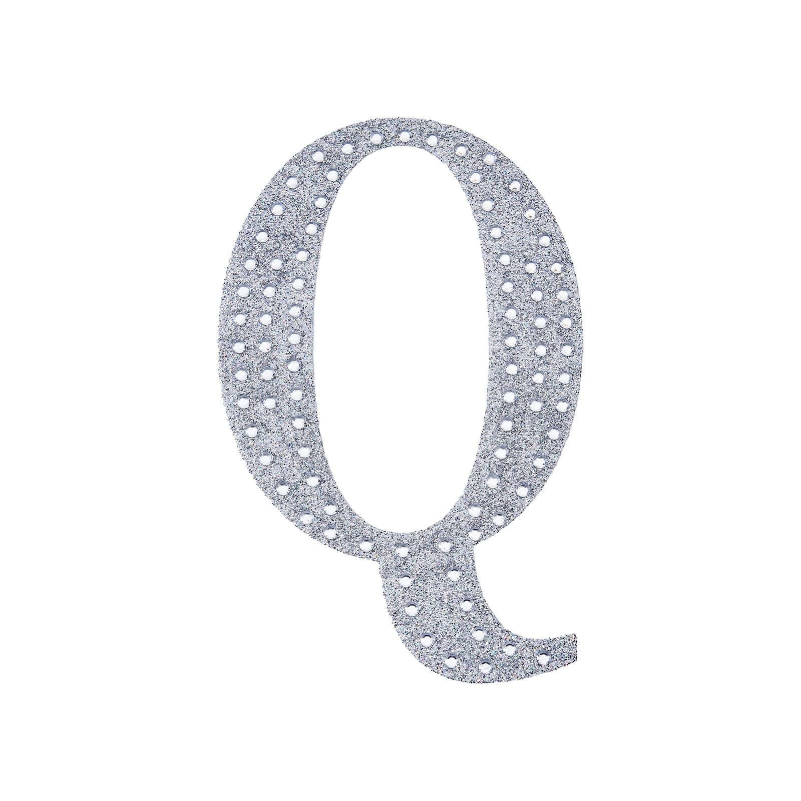 Decorative Rhinestone Alphabet "Q" Letter Stickers 6", Silver Glitter Adhesive Craft Letters - DIY Sparkle Embellishments - Image 6