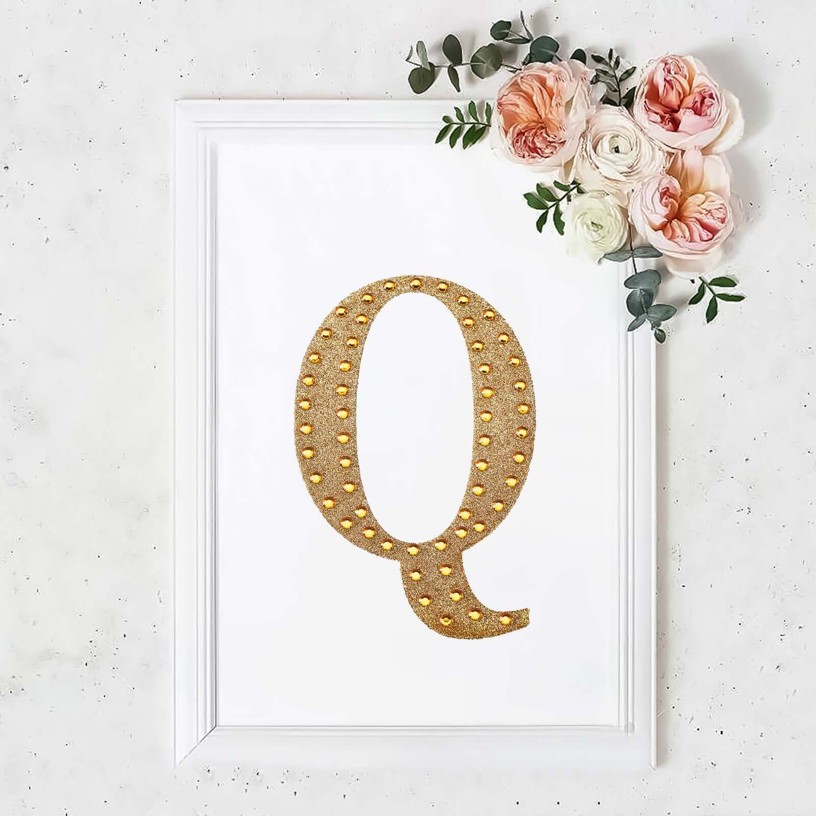 Decorative Rhinestone Alphabet "Q" Letter Stickers 8", Gold Glitter Adhesive Craft Letters - DIY Sparkle Embellishments - Image 11