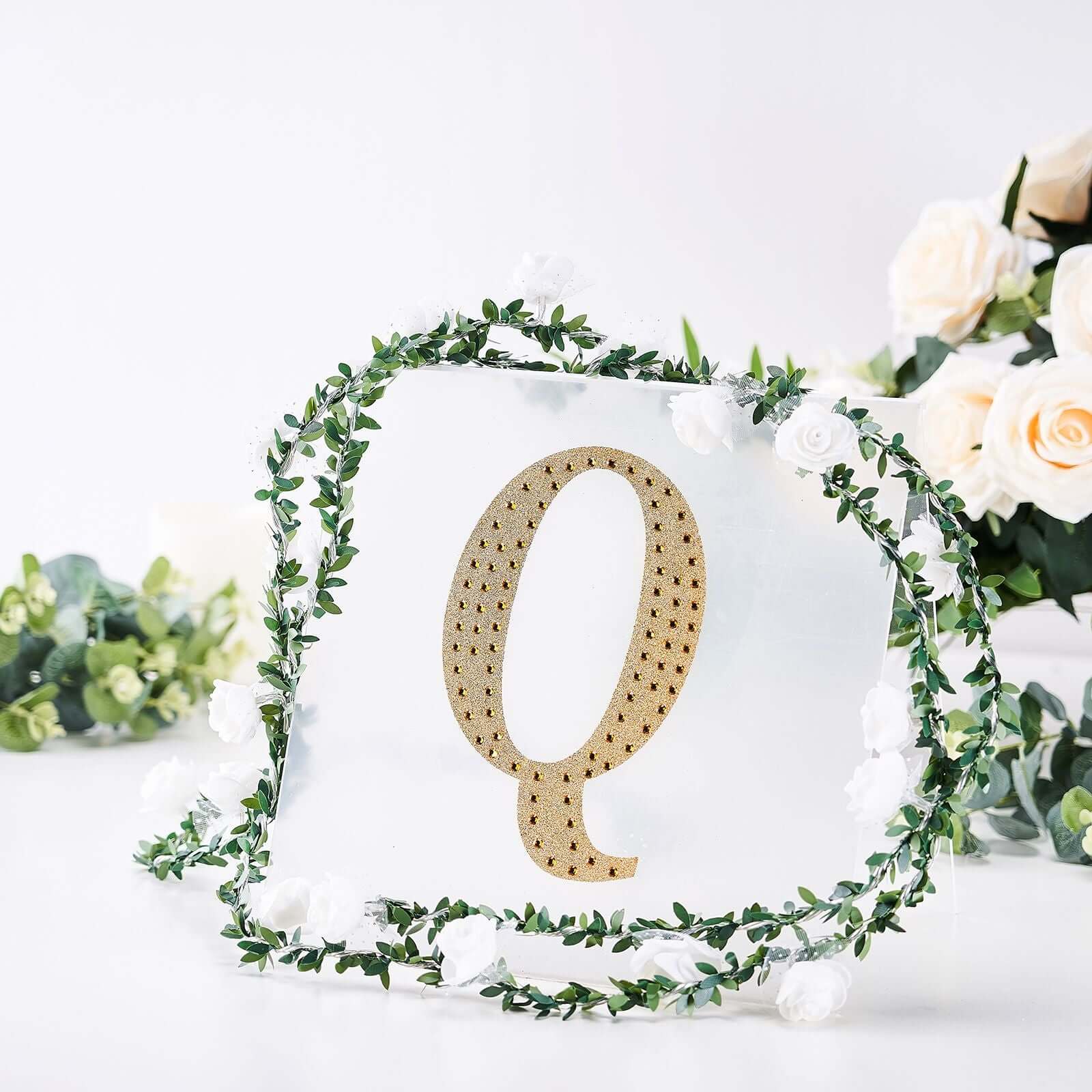 Decorative Rhinestone Alphabet "Q" Letter Stickers 8", Gold Glitter Adhesive Craft Letters - DIY Sparkle Embellishments - Image 7
