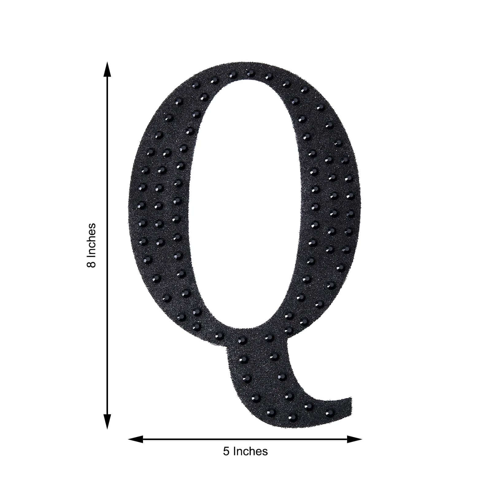 Decorative Rhinestone Alphabet "Q" Letter Stickers, Glitter Adhesive Craft Letters Black DIY Sparkle Embellishments 8" - Image 3