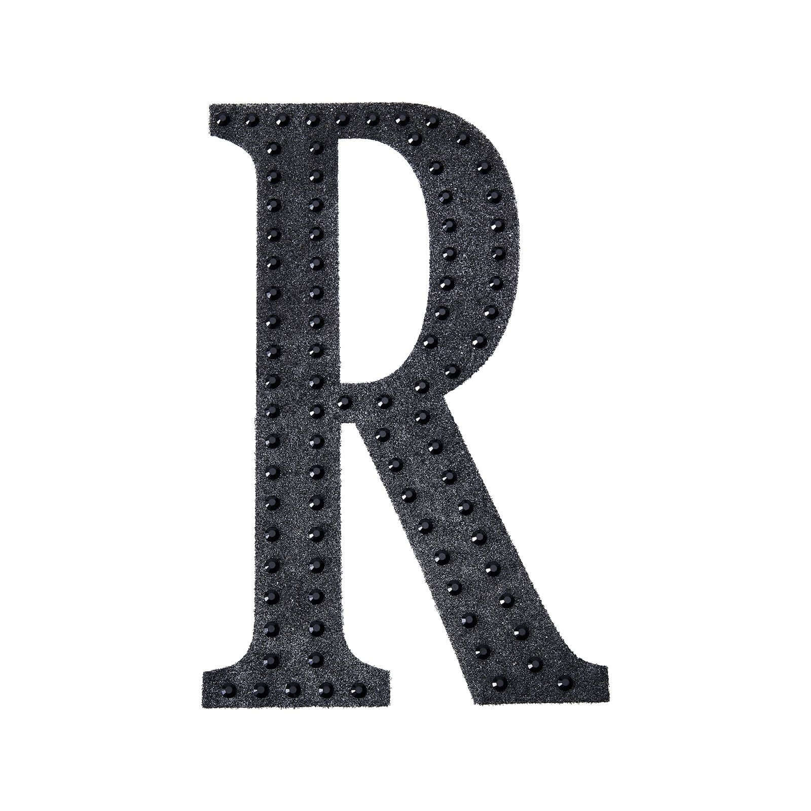 Decorative Rhinestone Alphabet "R" Letter Stickers 4", Black Glitter Adhesive Craft Letters - DIY Sparkle Embellishments - Image 6