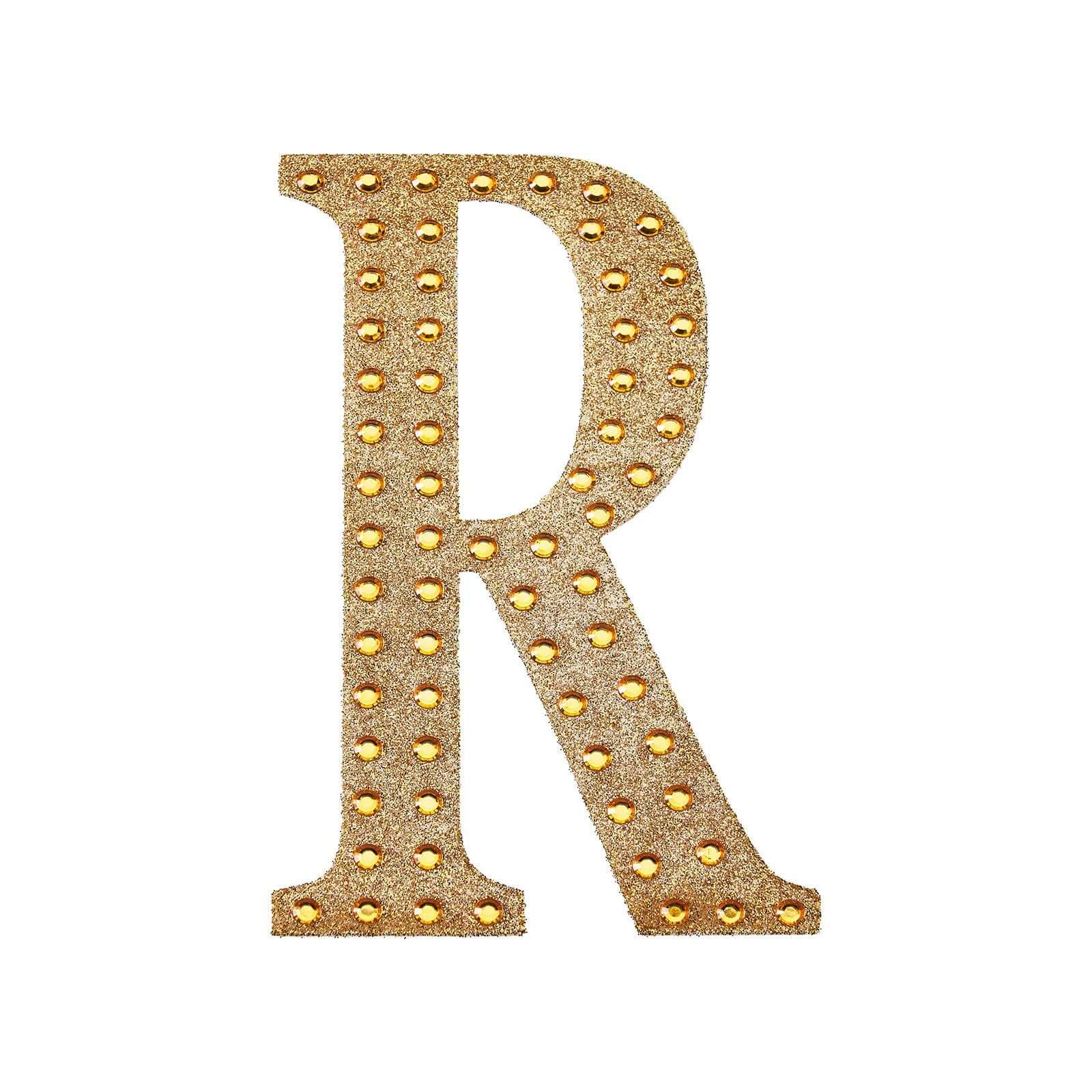 Decorative Rhinestone Alphabet "R" Letter Stickers 4", Gold Glitter Adhesive Craft Letters - DIY Sparkle Embellishments - Image 5